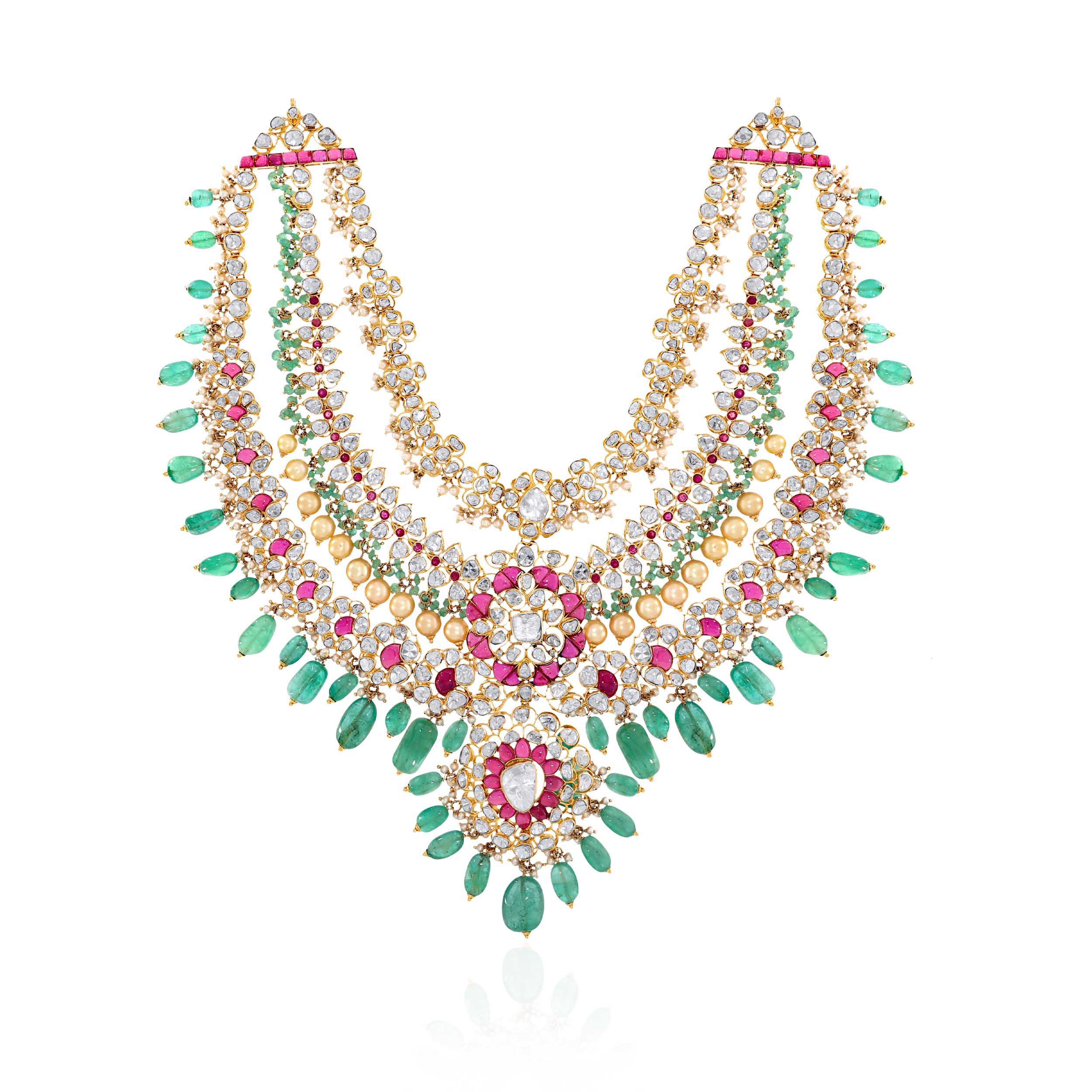 18K Yellow Gold Polki Diamond Necklace-DGN-D000757200 - Senco Gold and Diamonds