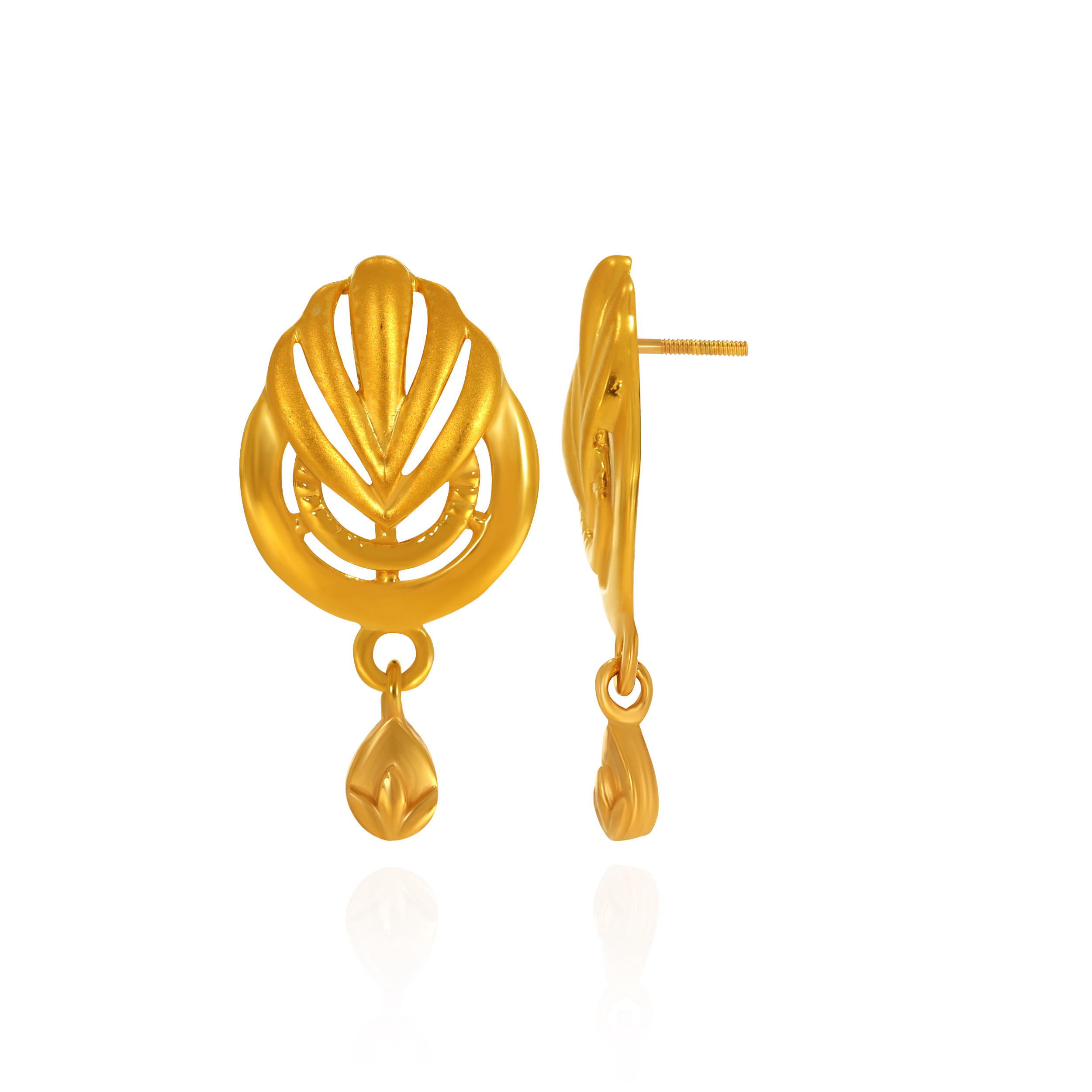 Radiant Leaflet Gold Drop Earrings - Senco Gold and Diamonds