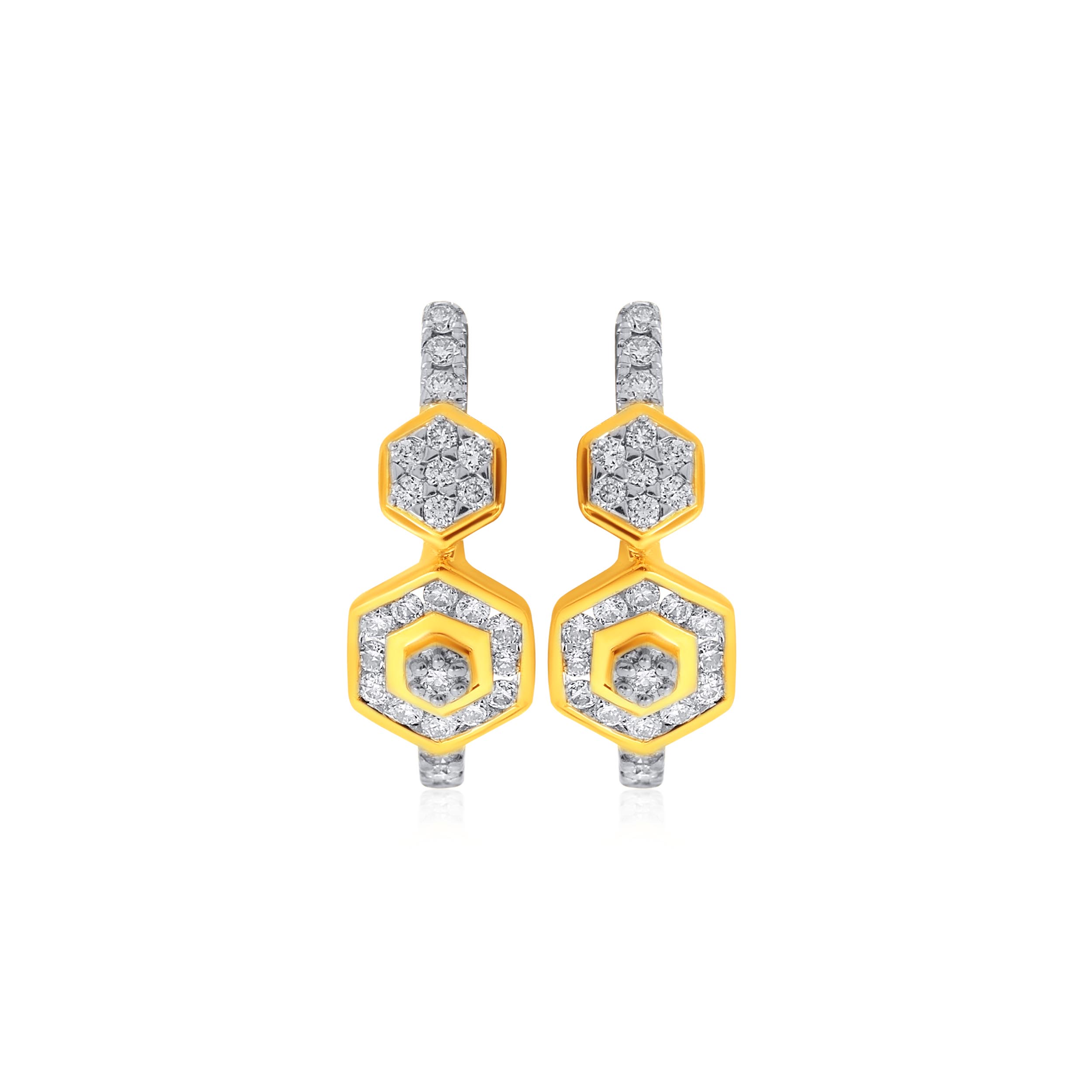 Shiny Attachment Diamond Hoop Earrings - Senco Gold and Diamonds