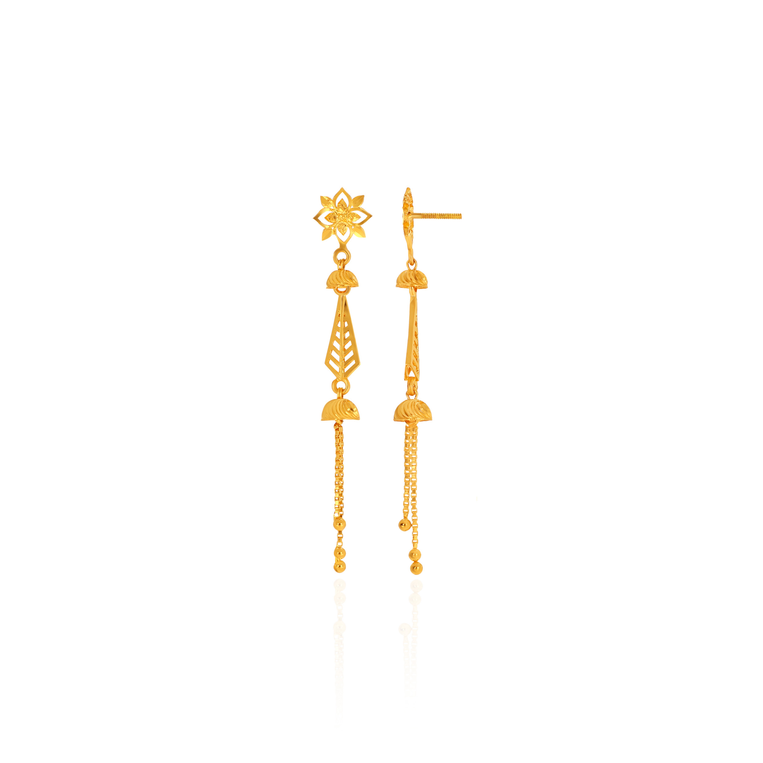 Floral Trail Gold Long Earrings - Senco Gold and Diamonds