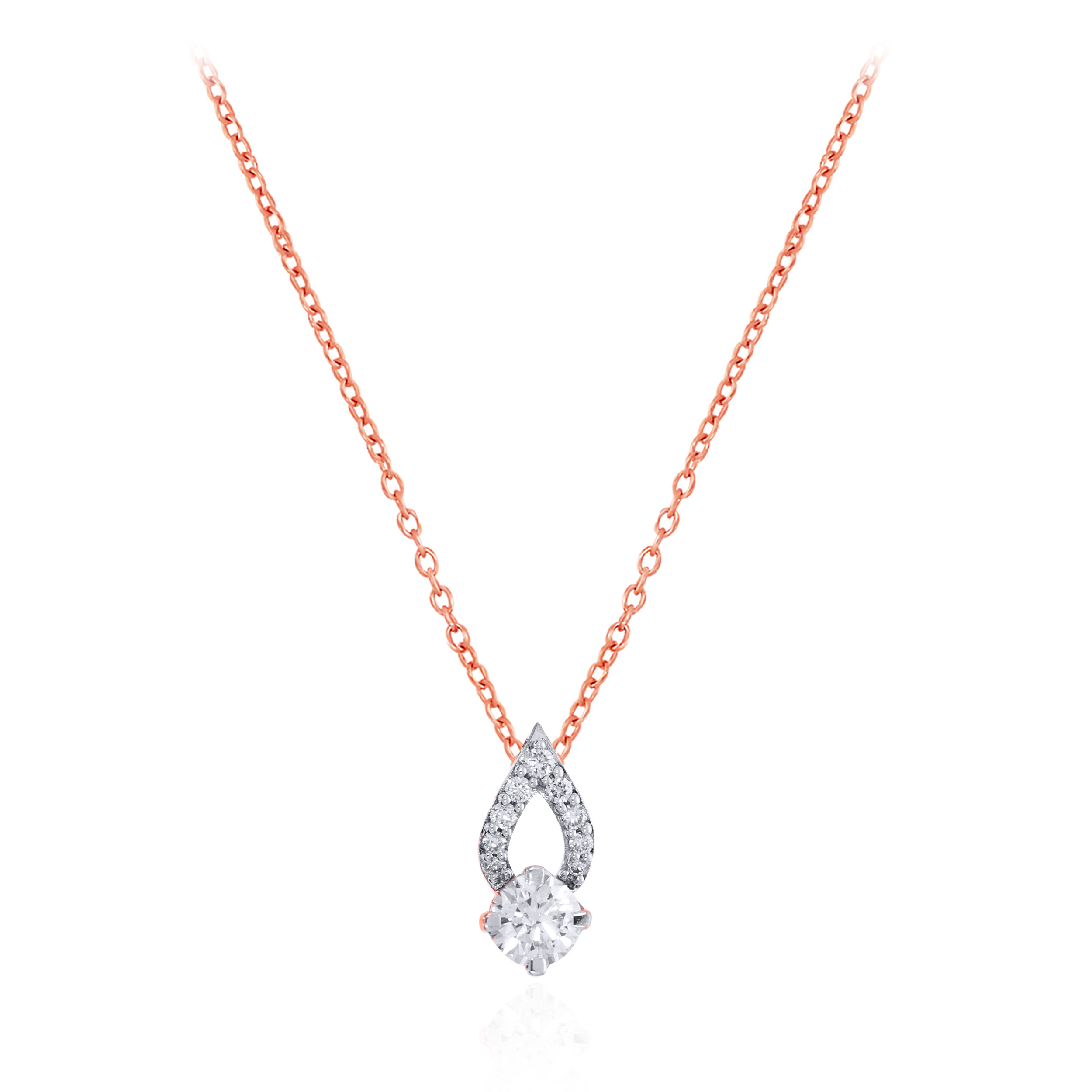 14K Rose Gold Diamond Chain Pendant-DCP-D000755139 - Senco Gold and Diamonds