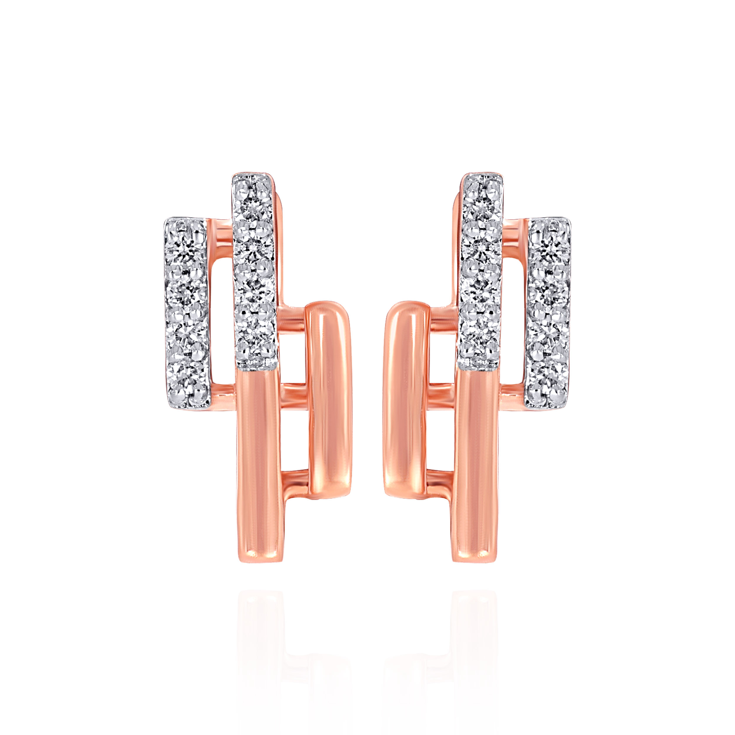 Asymmetric Barline Diamond Earrings - Senco Gold and Diamonds