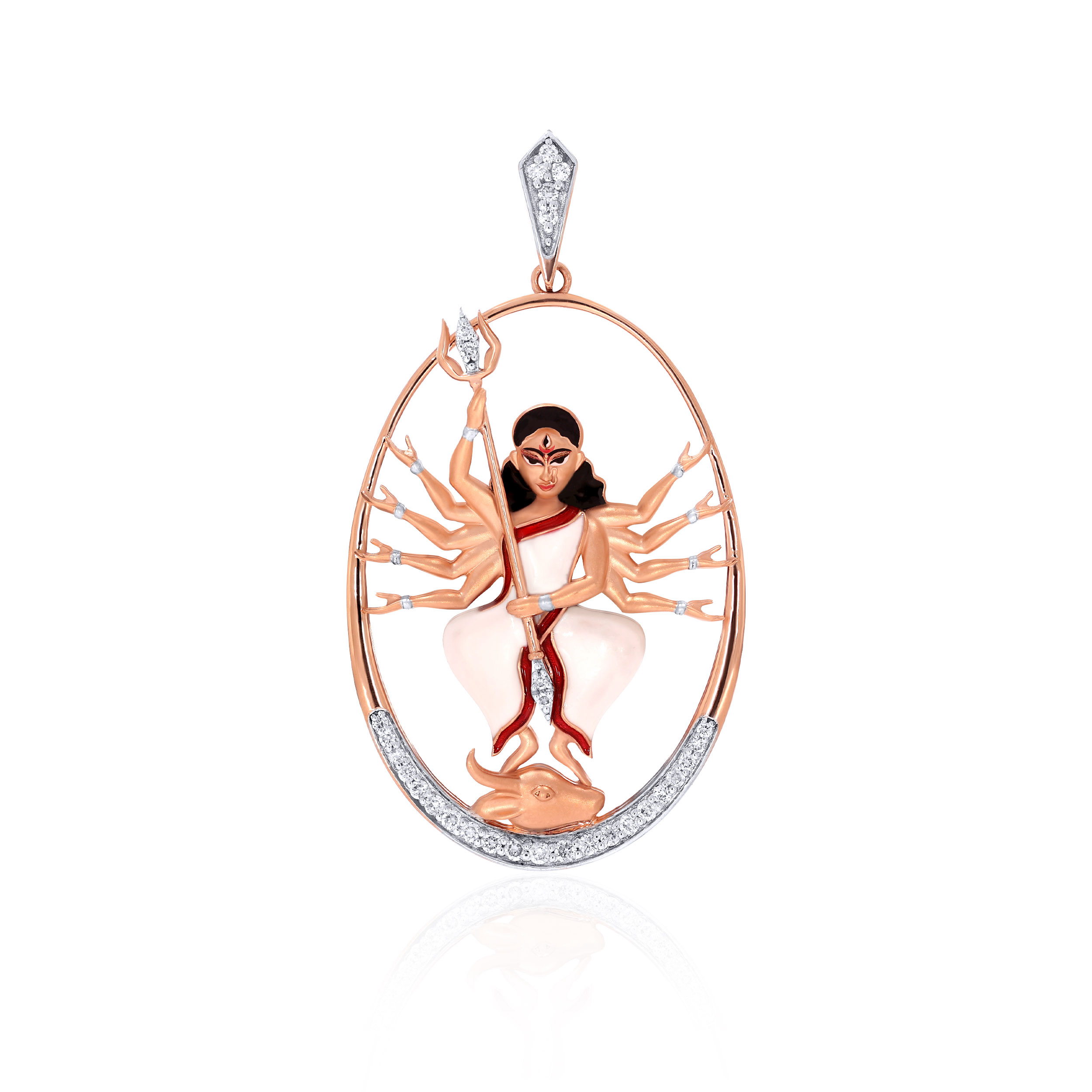Celestial Goddess Meenakari Diamond Pendant - Senco Gold and Diamonds