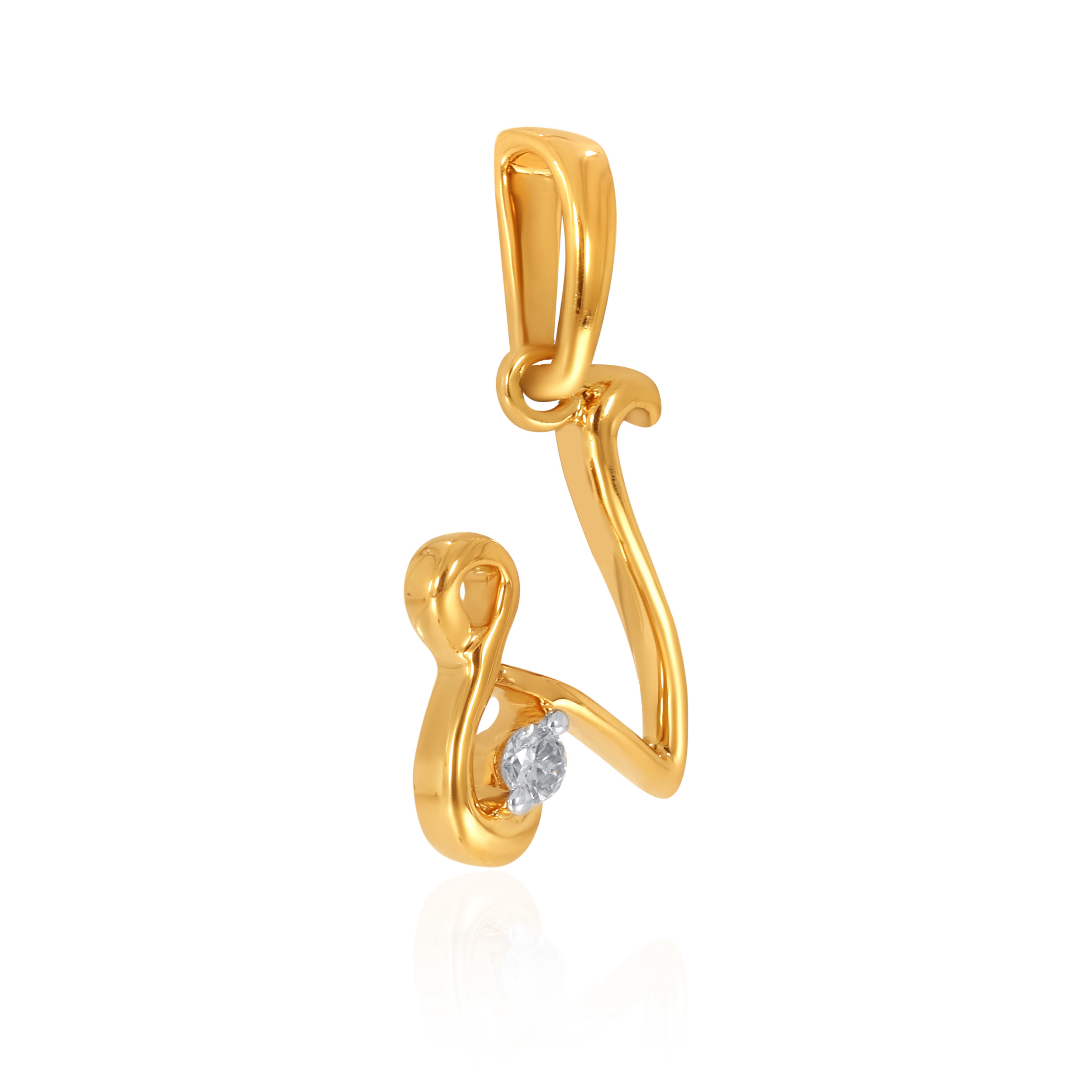 18K Yellow Gold V Alphabet Diamond Pendant-DPN-D000748623 - Senco Gold and Diamonds