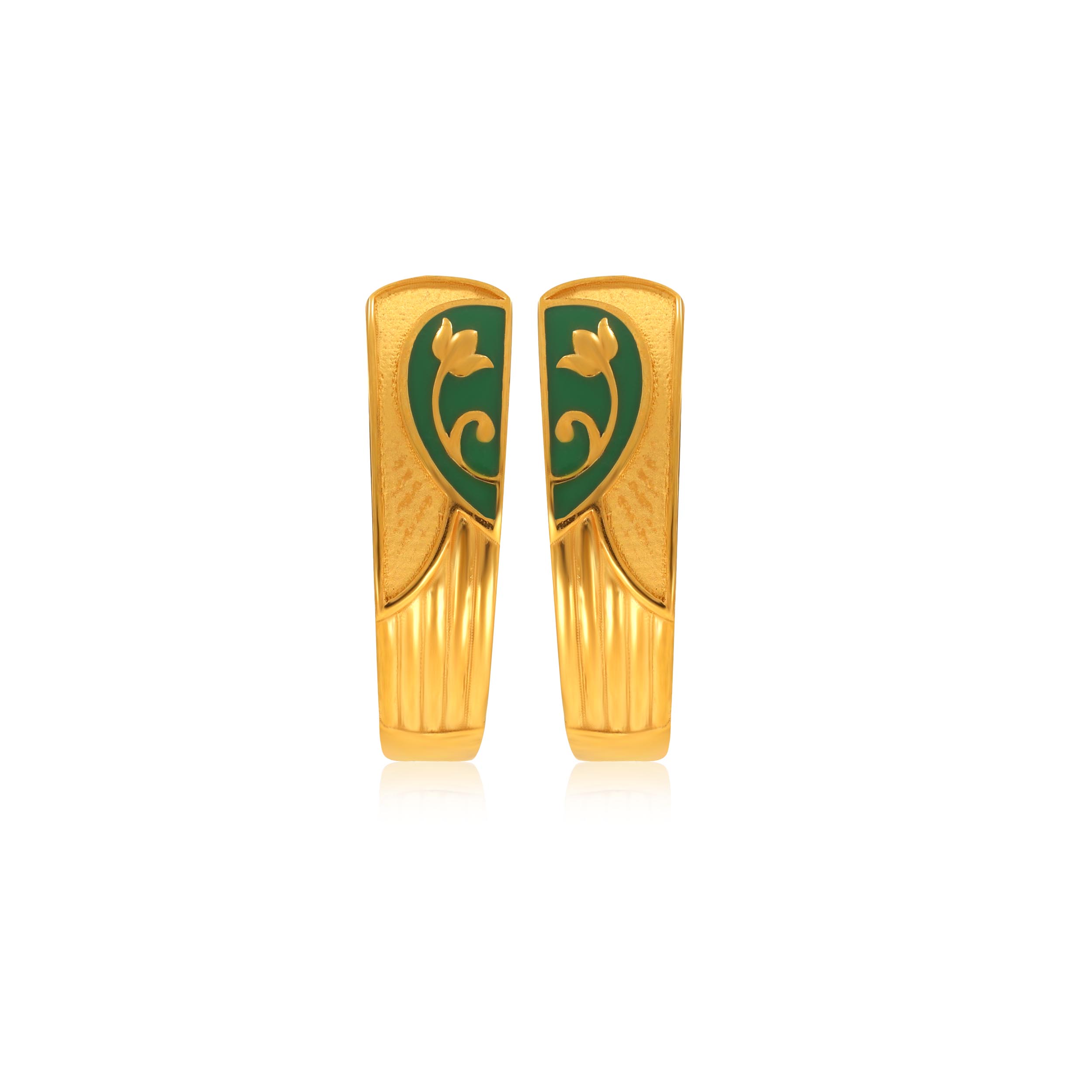 Verdant Lotus Gold Hoop Earrings - Senco Gold and Diamonds