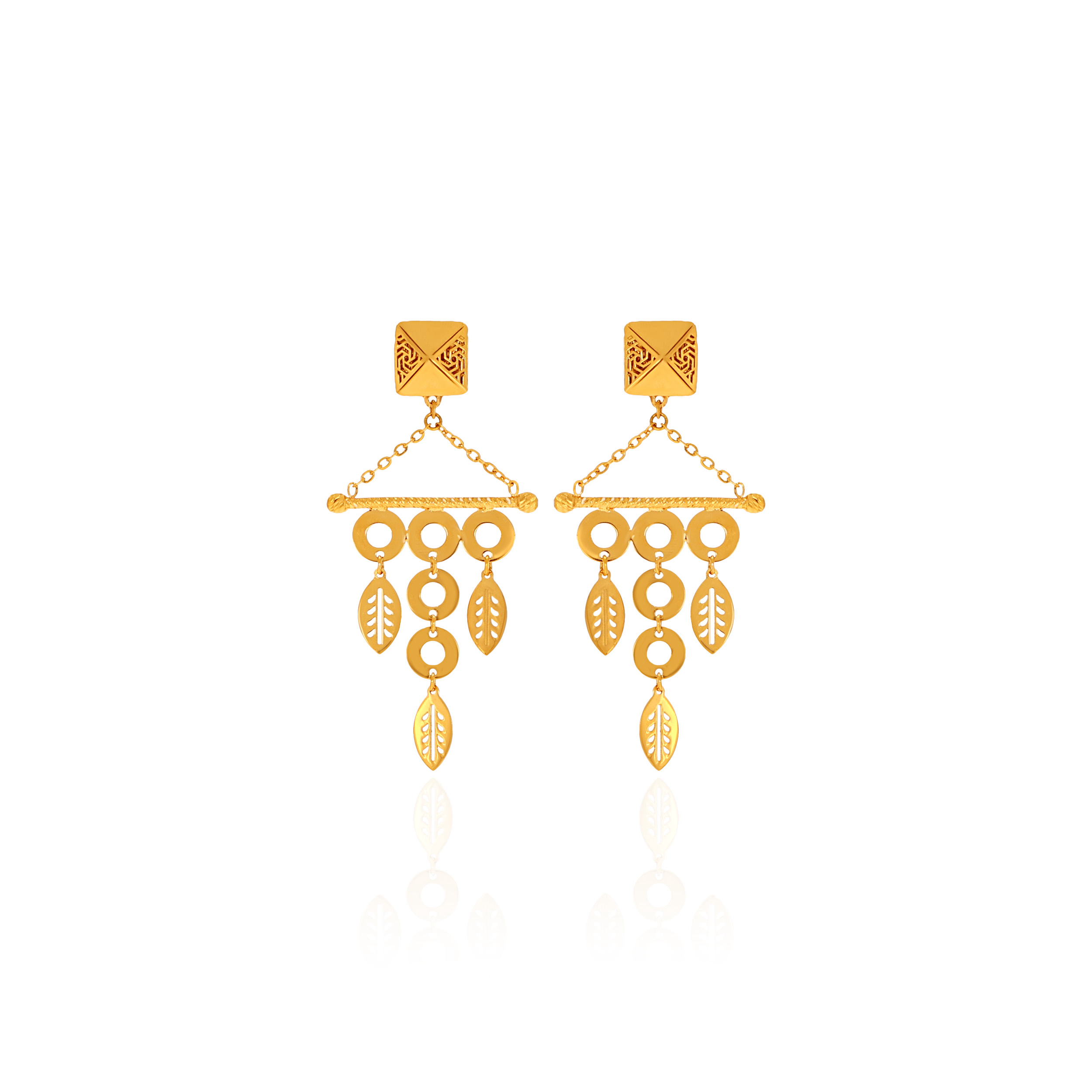 Artistic Asymmetrical Gold Earrings - Senco Gold and Diamonds