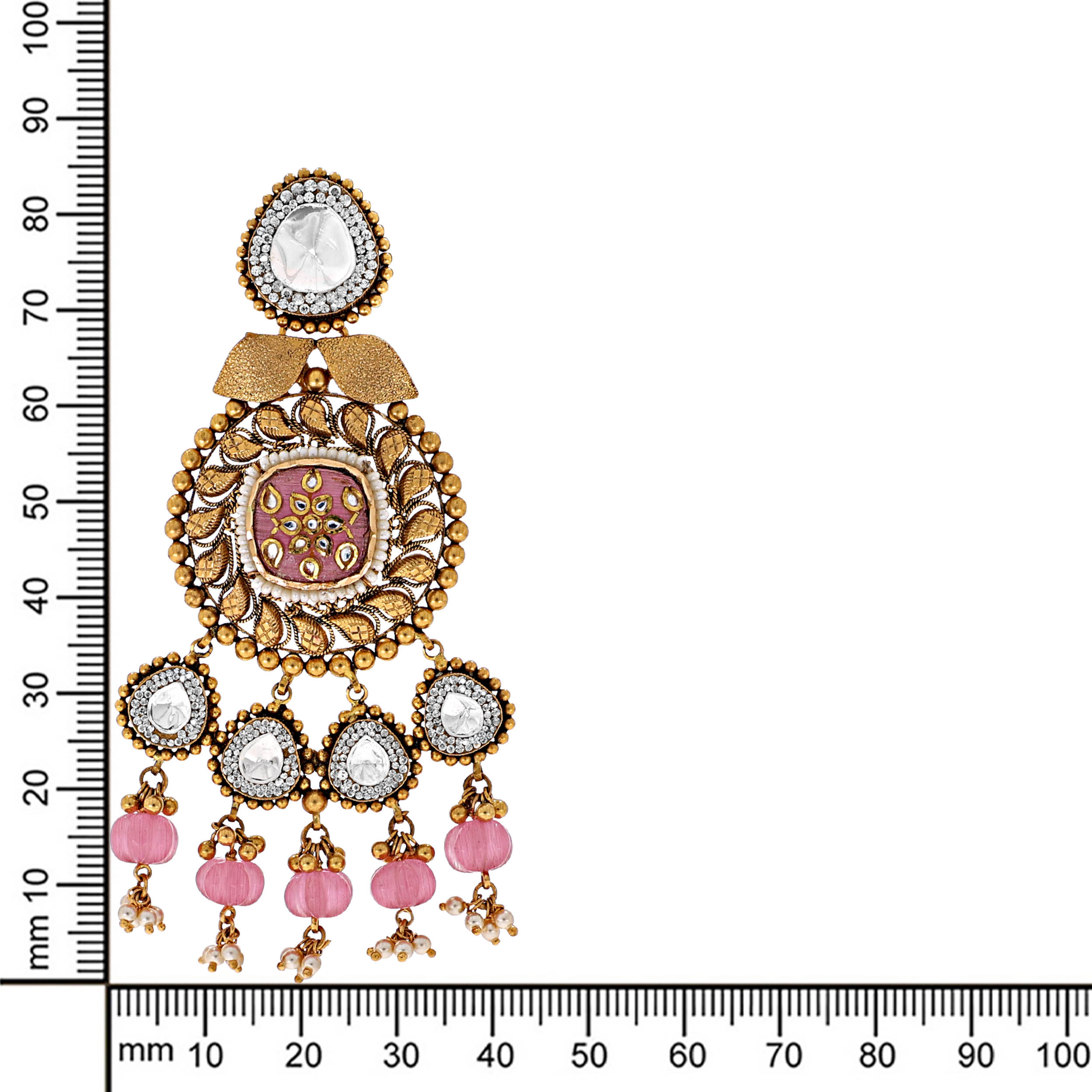 Blossoming Antique Gold Kundan Danglers - Senco Gold and Diamonds
