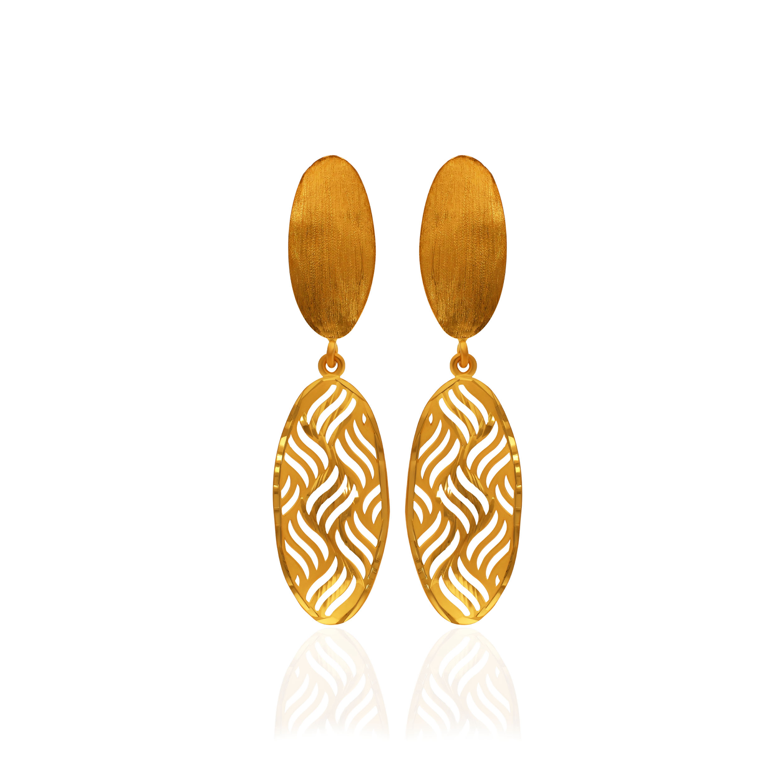Radiant Flow Oval Gold Earrings - Senco Gold and Diamonds