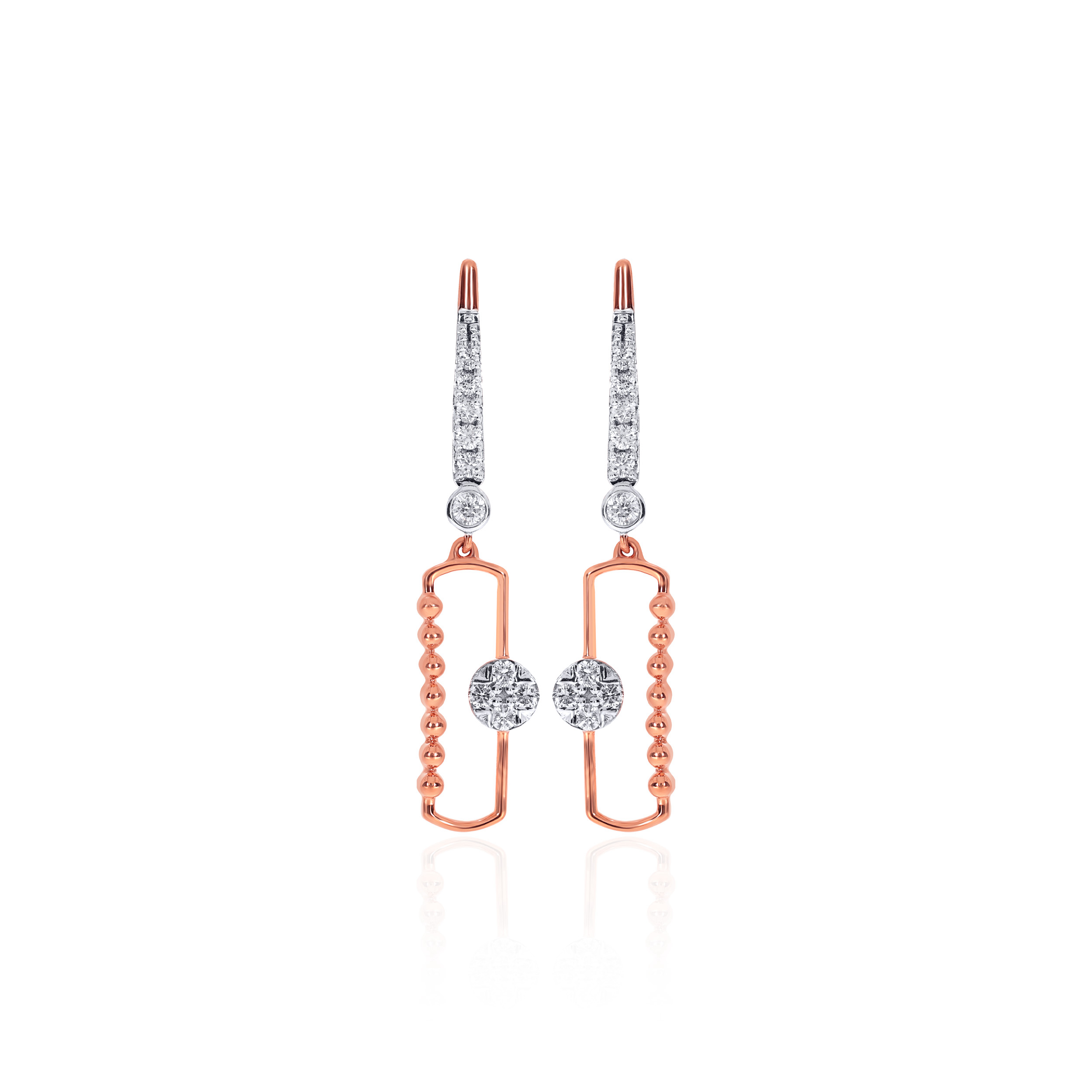 14K Rose Gold Diamond Drop Earrings-DT-D000760580 - Senco Gold and Diamonds