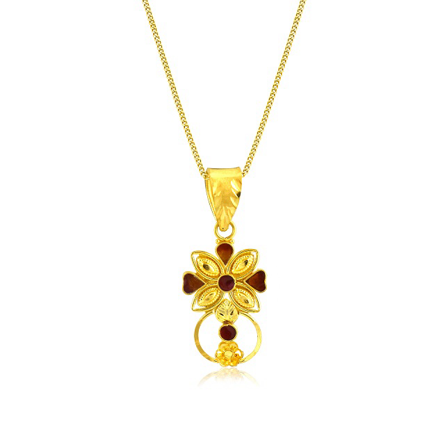 Floral Artwork Gold Pendant - Senco Gold and Diamonds