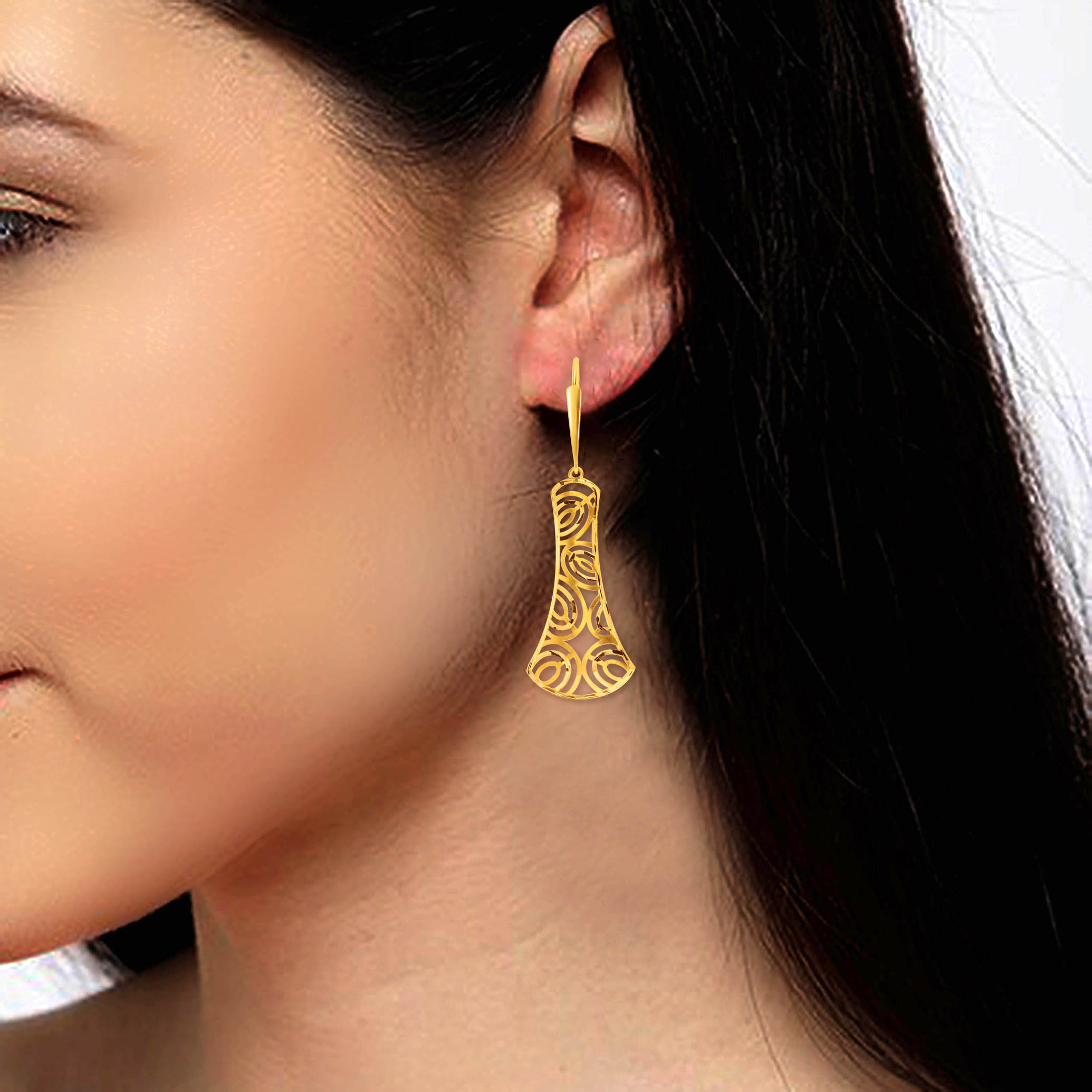 Fashionable Chime Gold Hook Earrings - Senco Gold and Diamonds