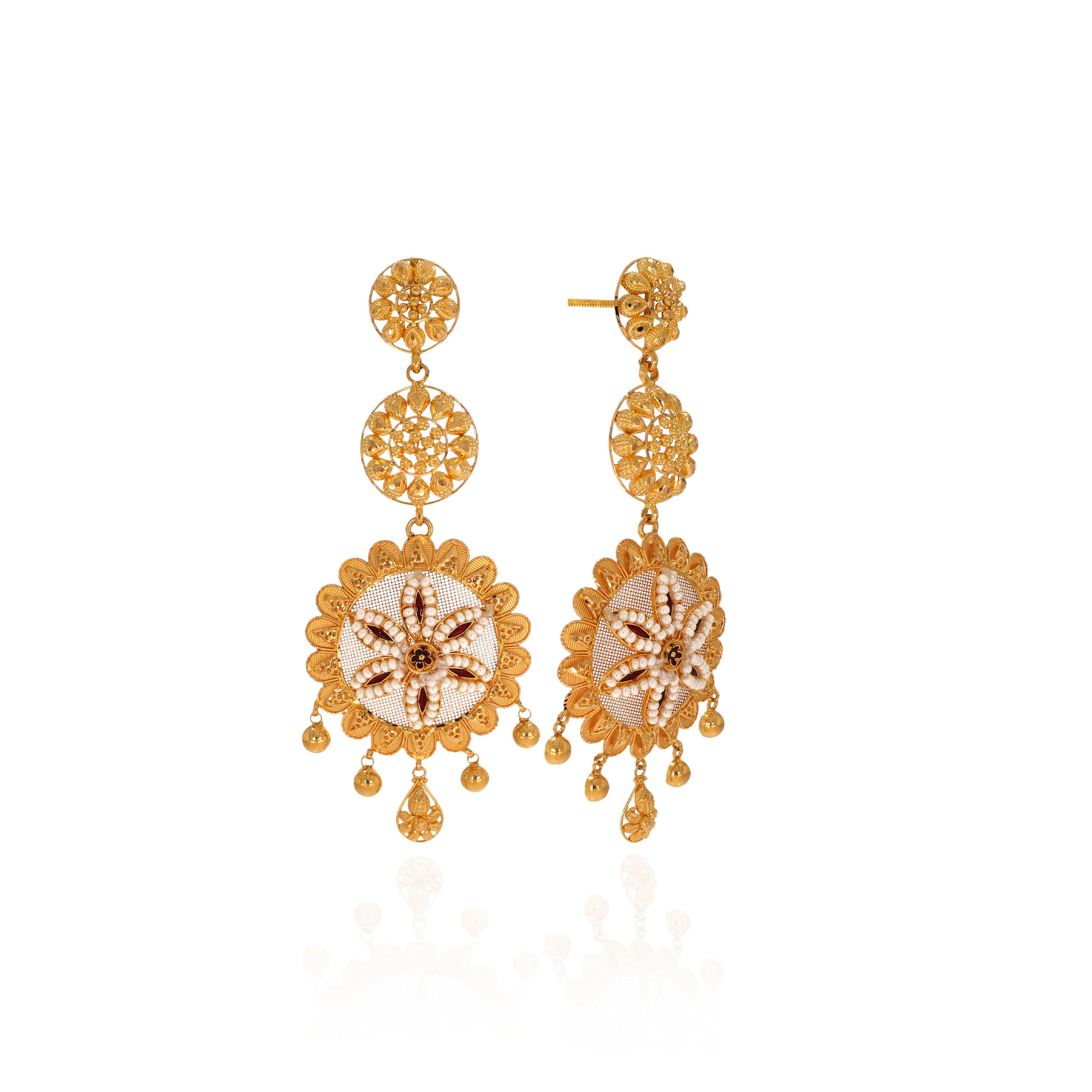 Ornate Scalloped Gold Earrings - Senco Gold and Diamonds