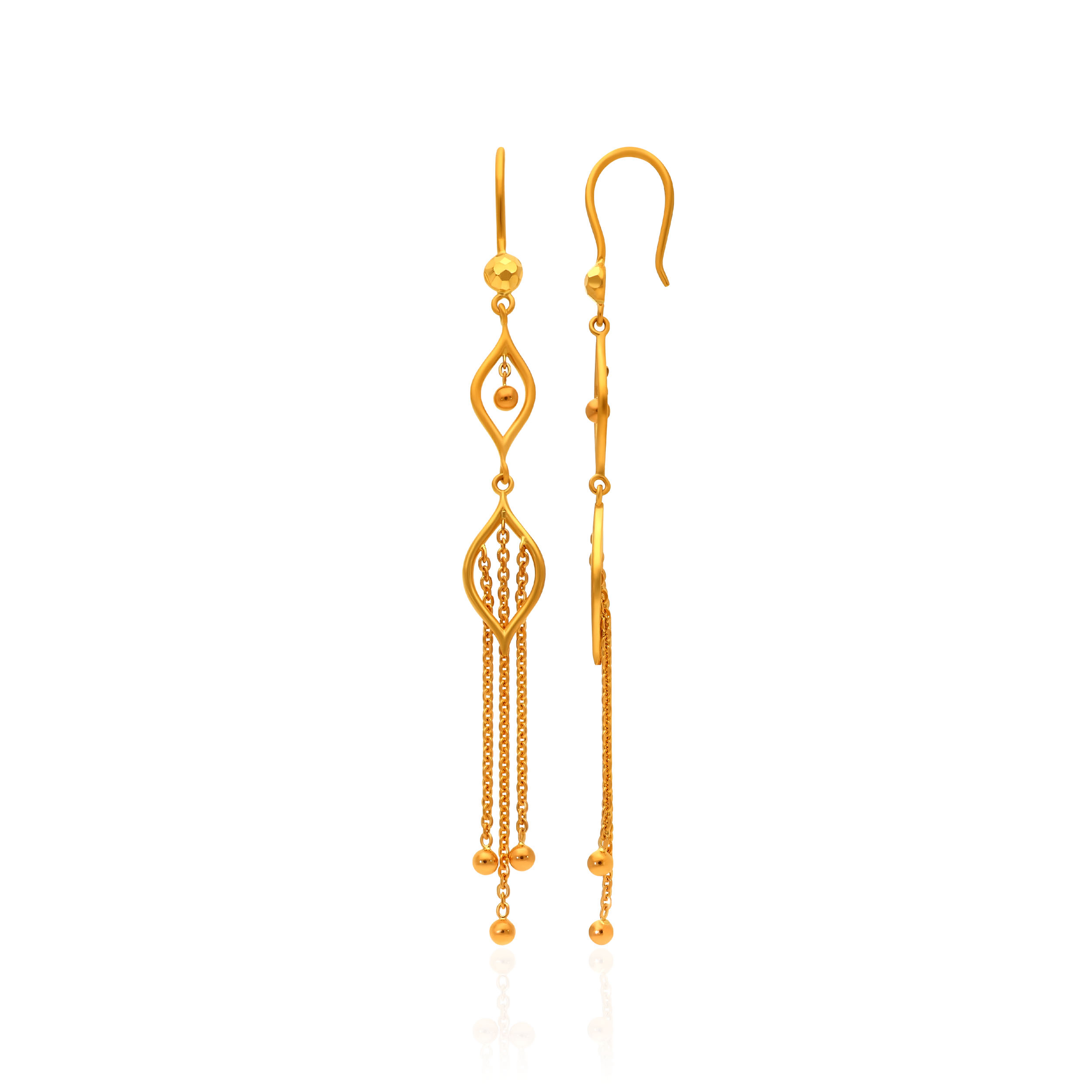 Elegant Tassel Swirl Gold Dangler Earrings - Senco Gold and Diamonds