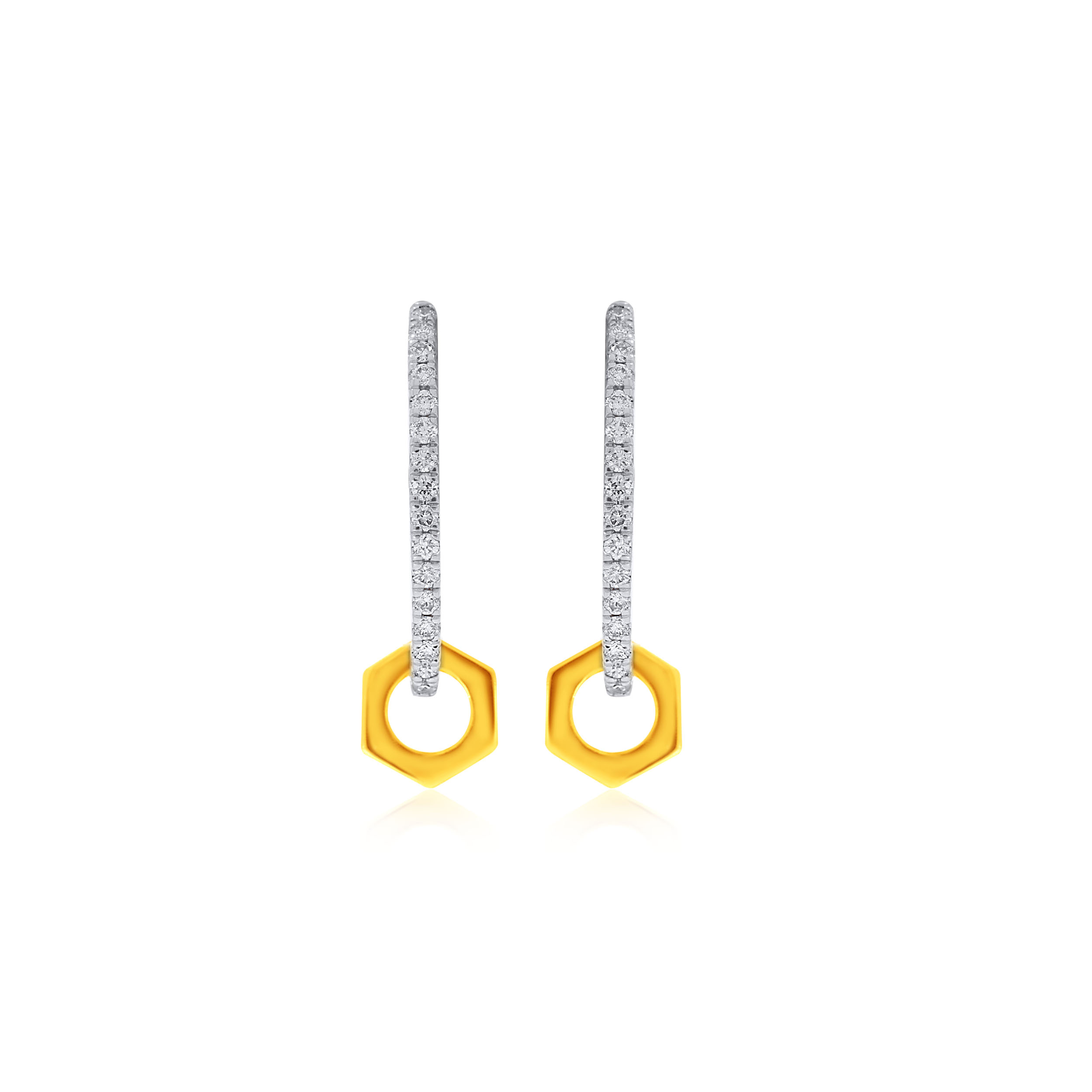 Dreamy Hexagon Diamond Drop Earrings - Senco Gold and Diamonds