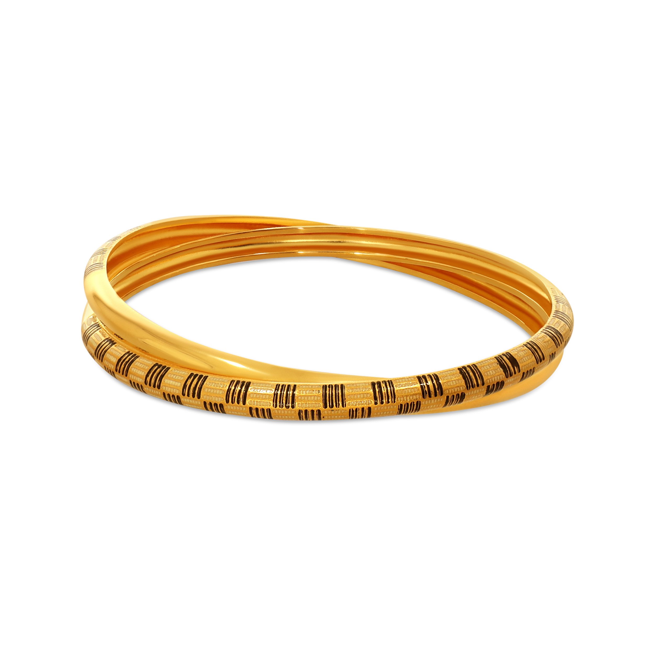 Stylish Overlaps Gold Bangle - Senco Gold and Diamonds