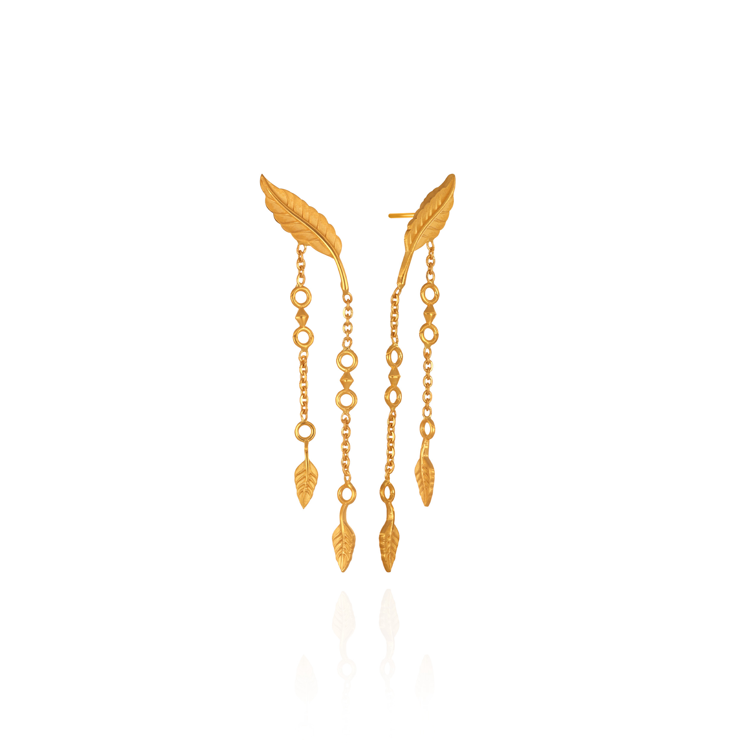 Dainty Leaf Trail Gold Earrings - Senco Gold and Diamonds
