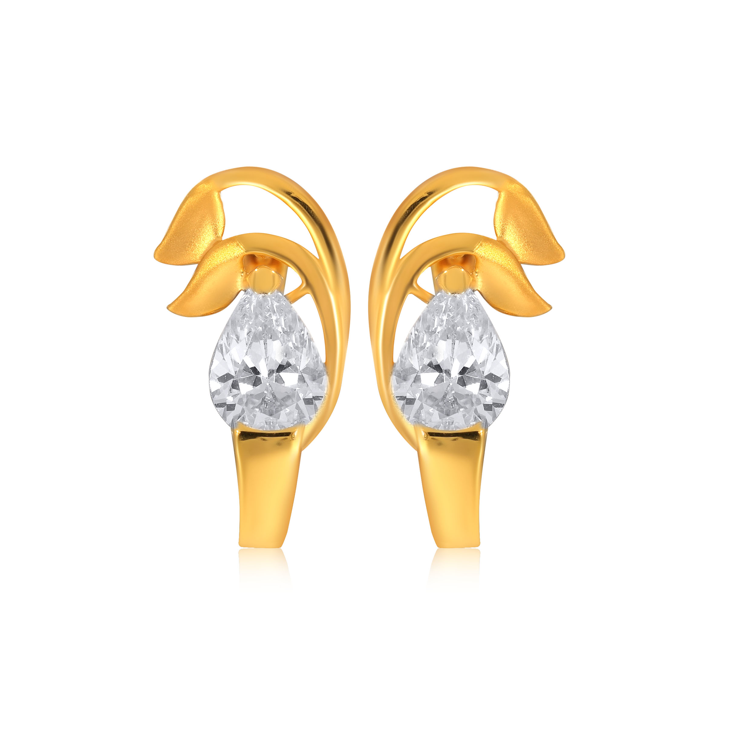 Dreamy Lotus Gold Hoop Earrings - Senco Gold and Diamonds