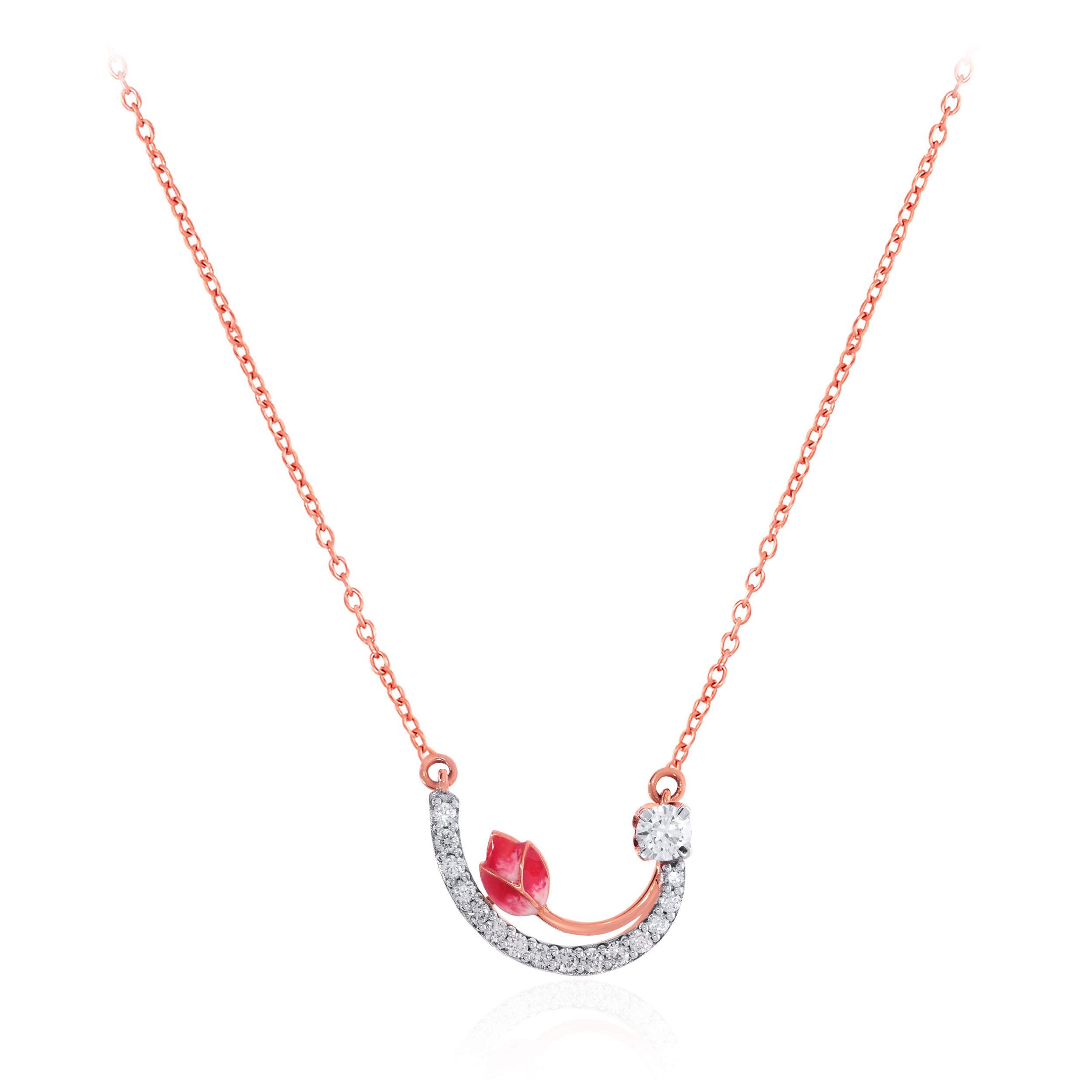 18K Rose Gold Diamond Chain Pendant-DCP-D000755136 - Senco Gold and Diamonds