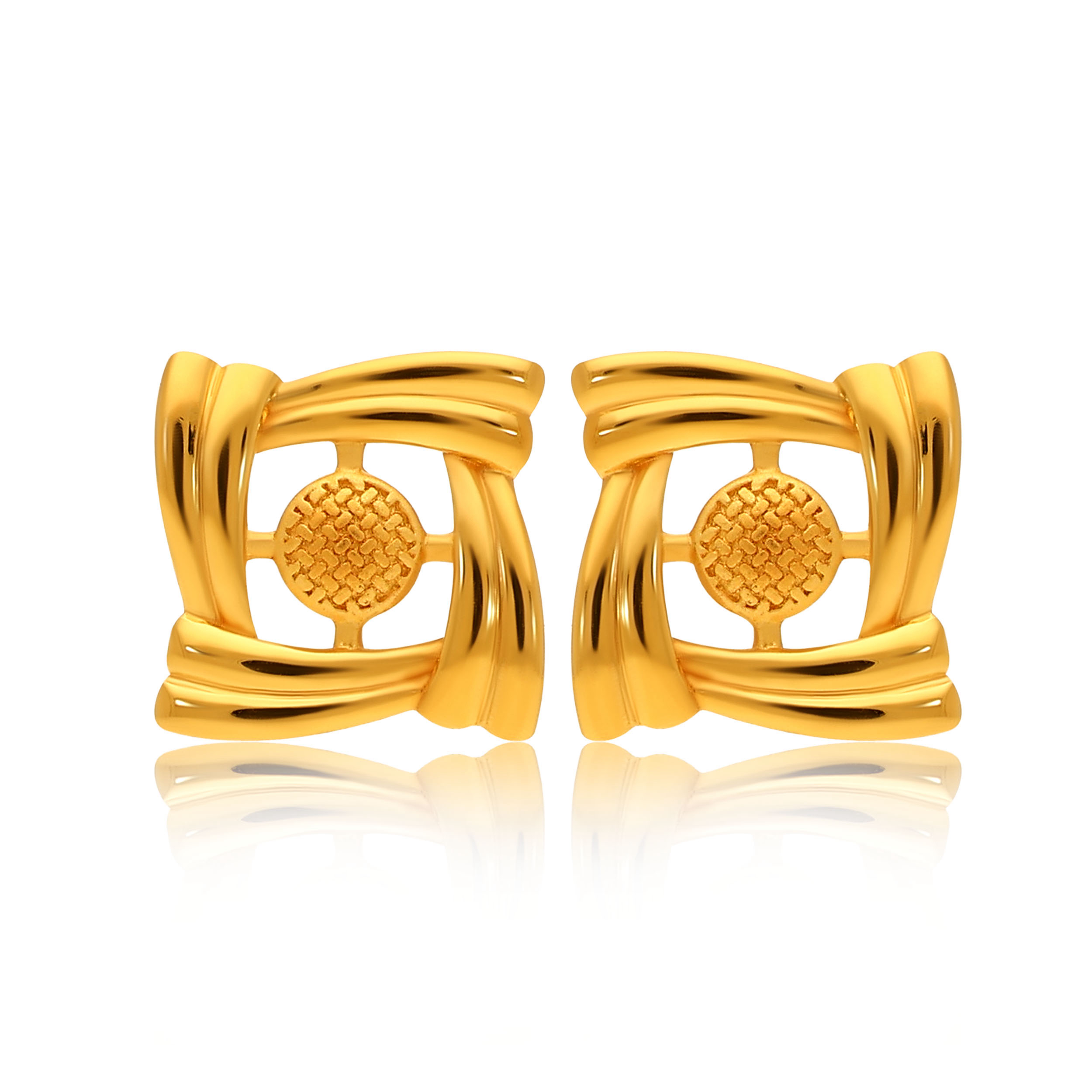 Trendy Openwork Gold Studs - Senco Gold and Diamonds