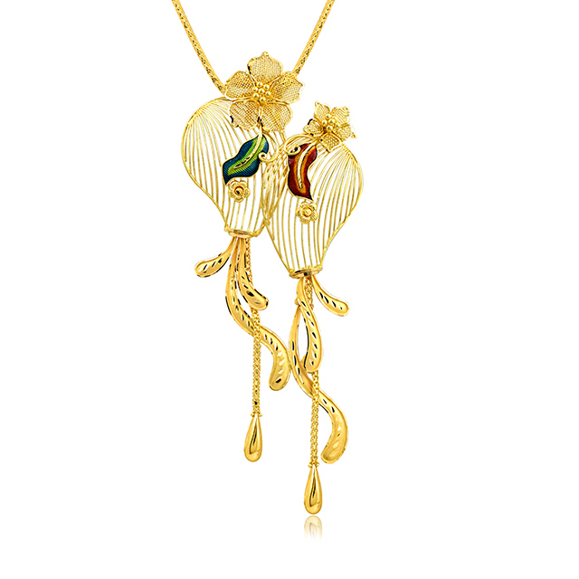 Dual Vase Gold Pendant - Senco Gold and Diamonds