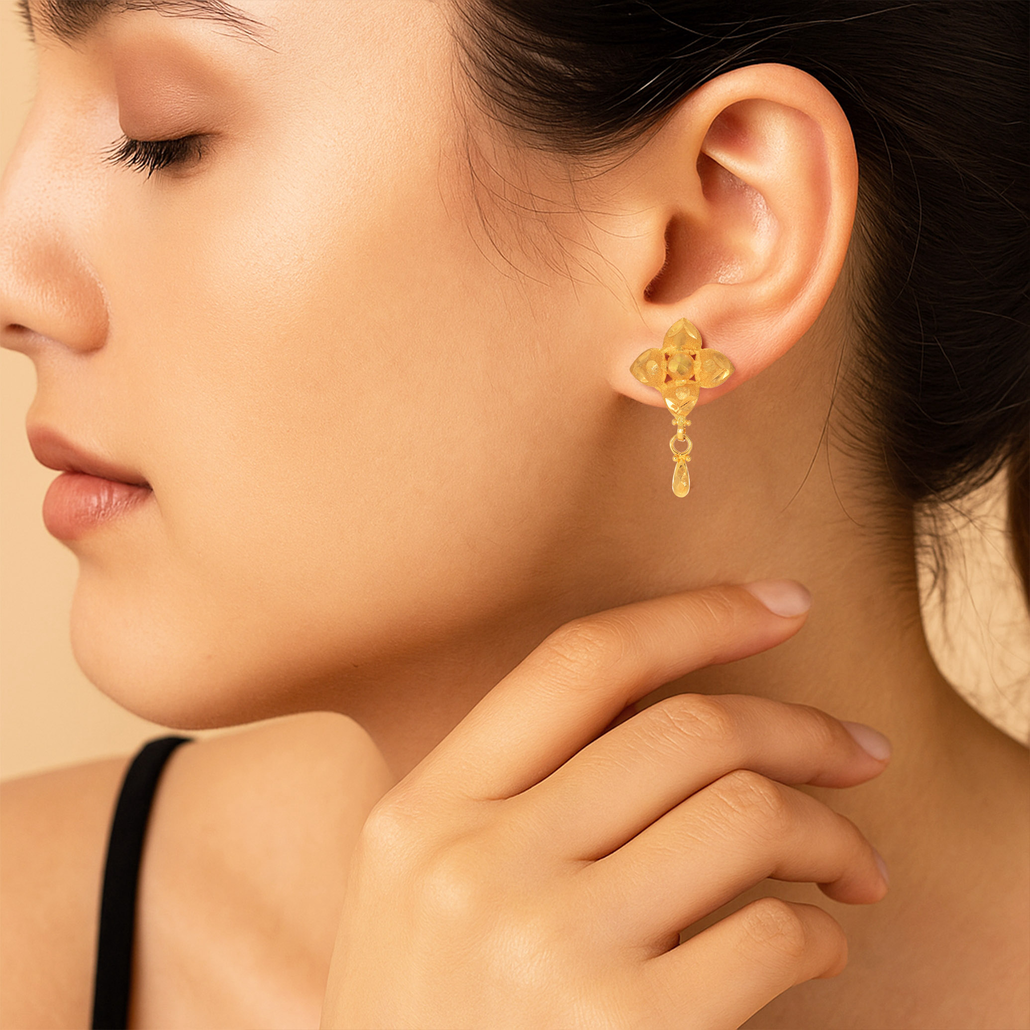 Delicate Blossom Gold Drop Earrings - Senco Gold and Diamonds