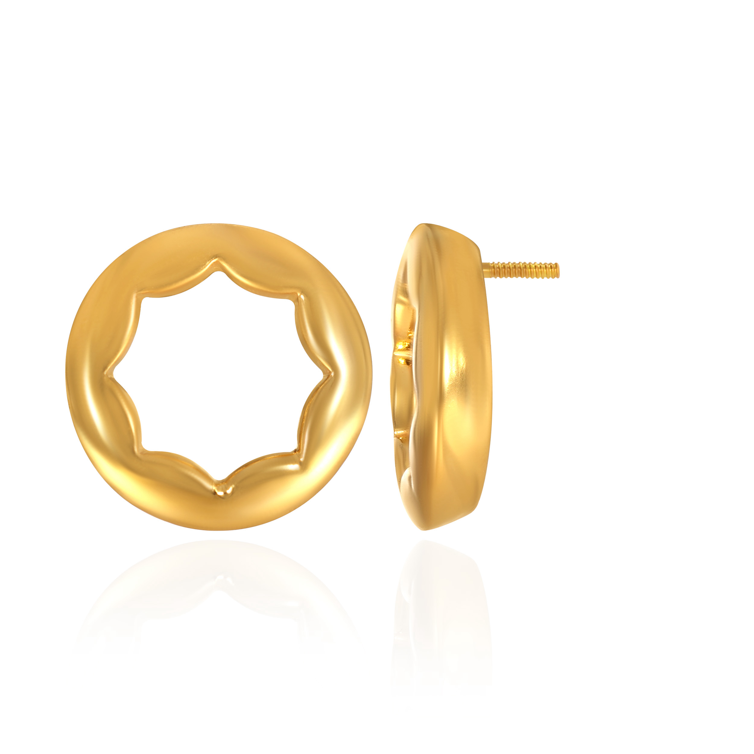 Circled Wave Gold Studs - Senco Gold and Diamonds