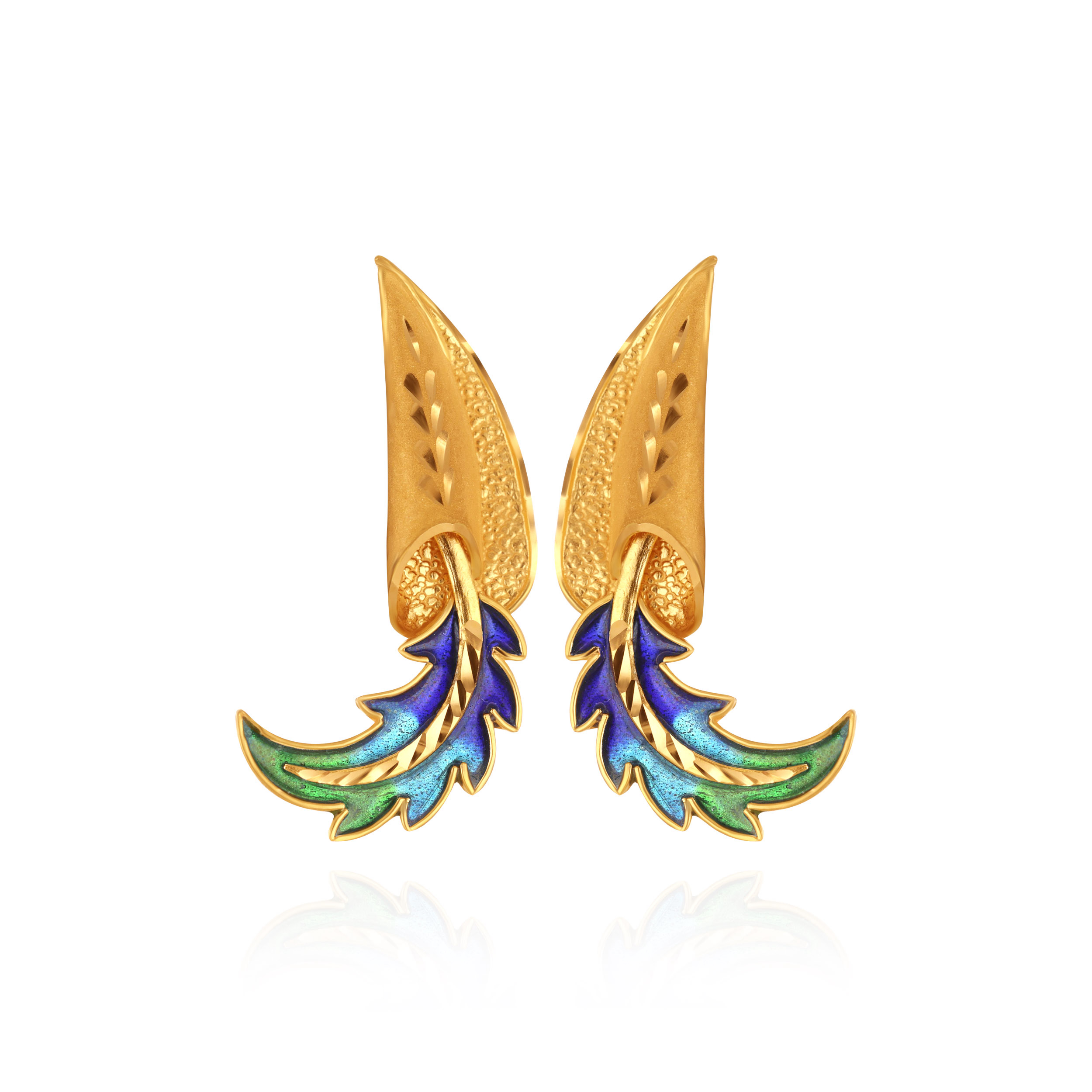 Elysian Plume Gold Studs - Senco Gold and Diamonds
