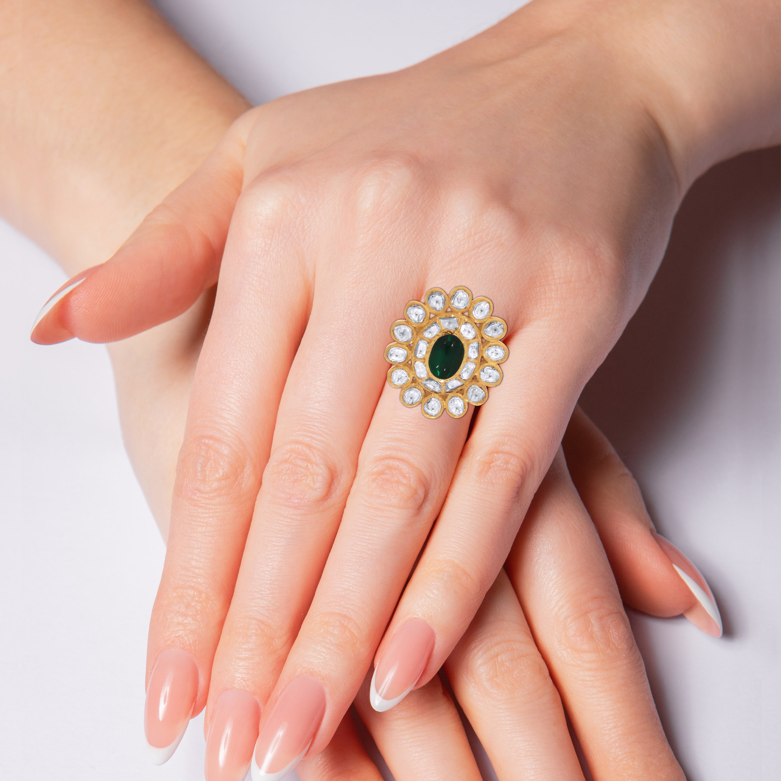 14K Yellow Gold Polki Ring-DLR-D000560237 - Senco Gold and Diamonds