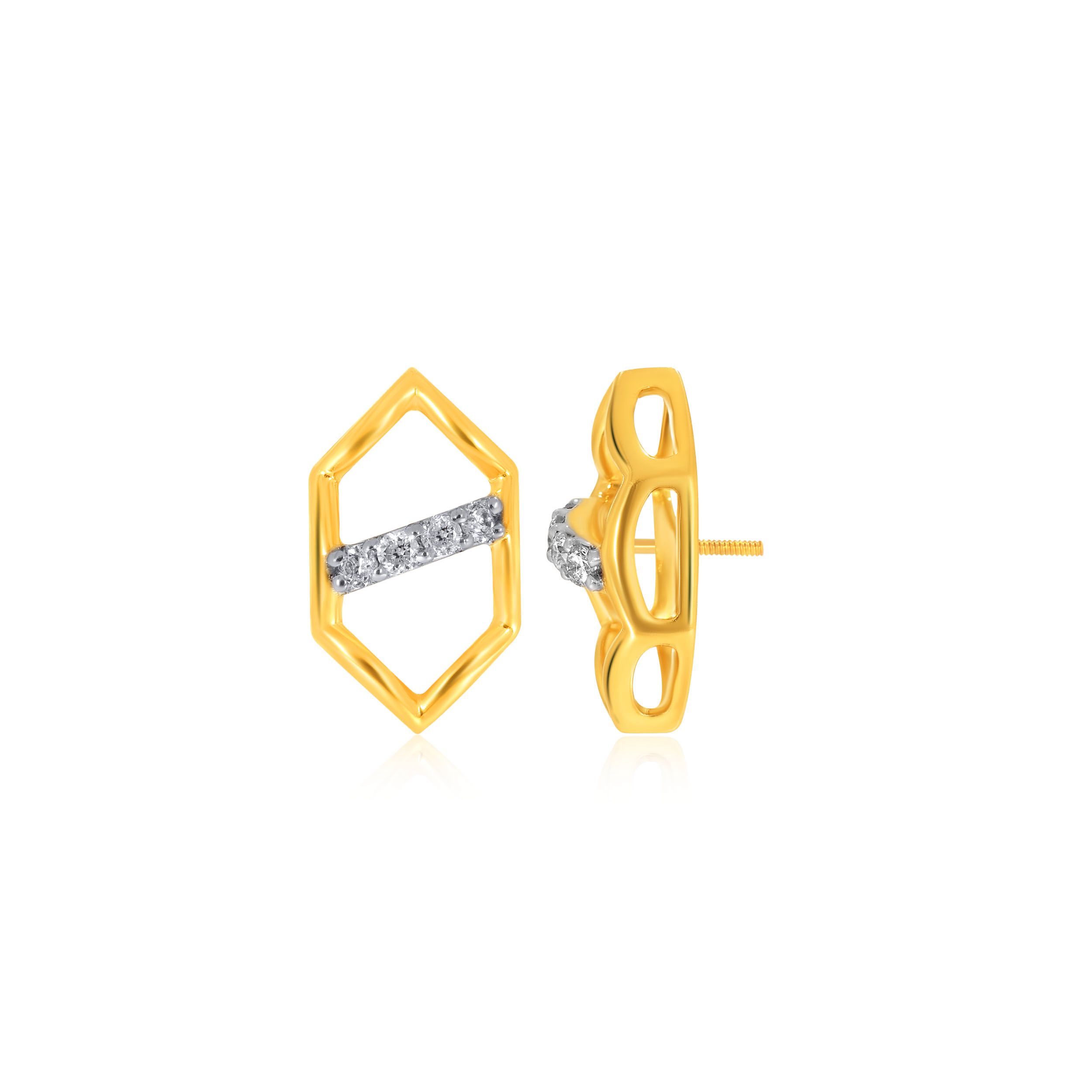 Simple Hexa Diamond Studs - Senco Gold and Diamonds