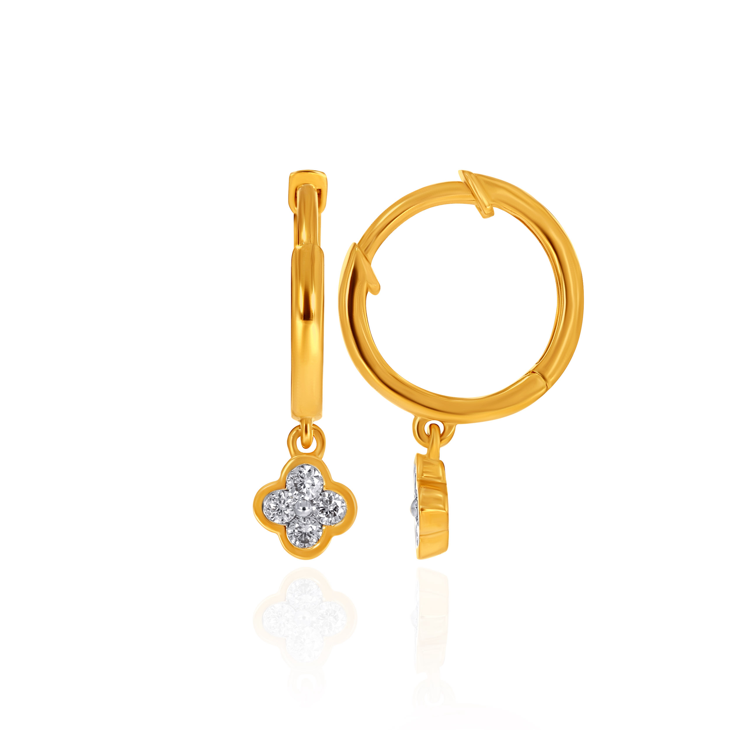 Petite Clover Diamond Hoop Earrings - Senco Gold and Diamonds