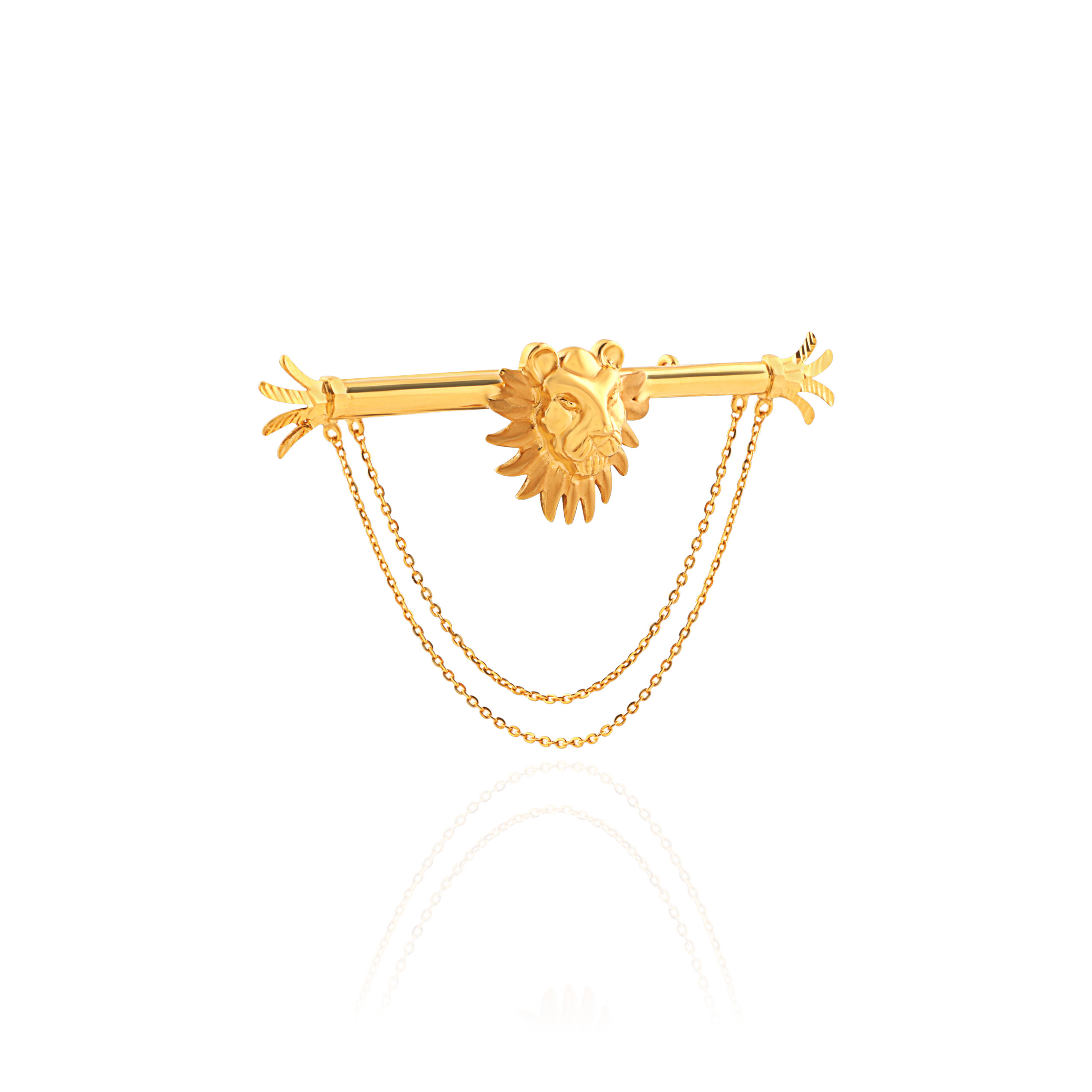Regal Lion Motif Men's Gold Brooch - Senco Gold and Diamonds