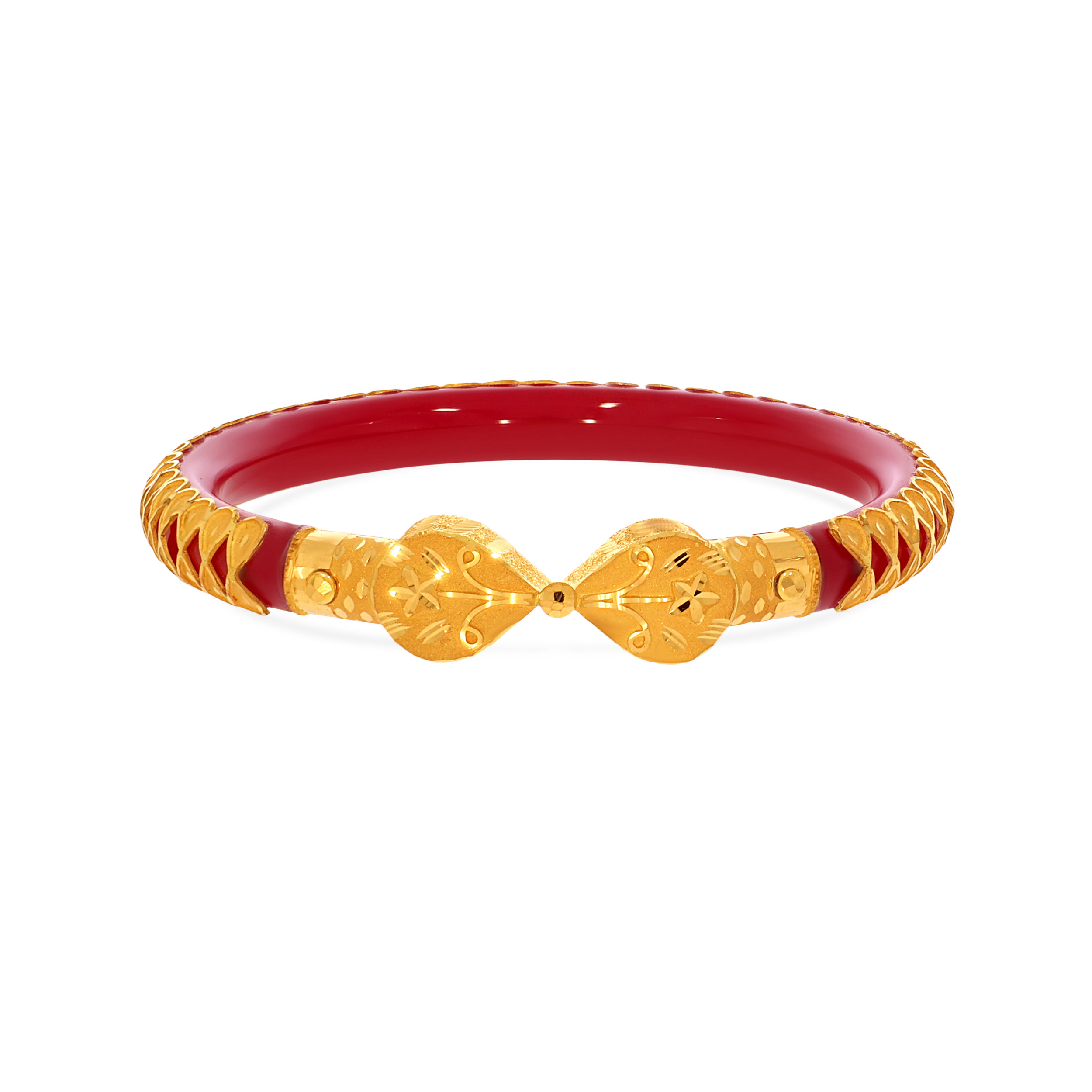 Elegant Crimson Classic Gold Pola Bangle - Senco Gold and Diamonds