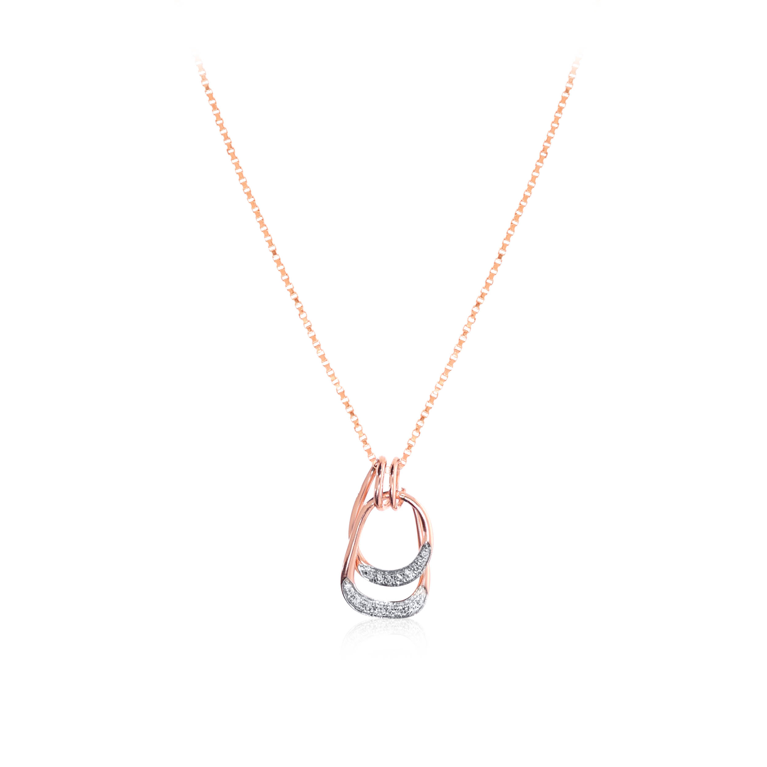 Overlapped Poise Diamond Chain Pendant - Senco Gold and Diamonds