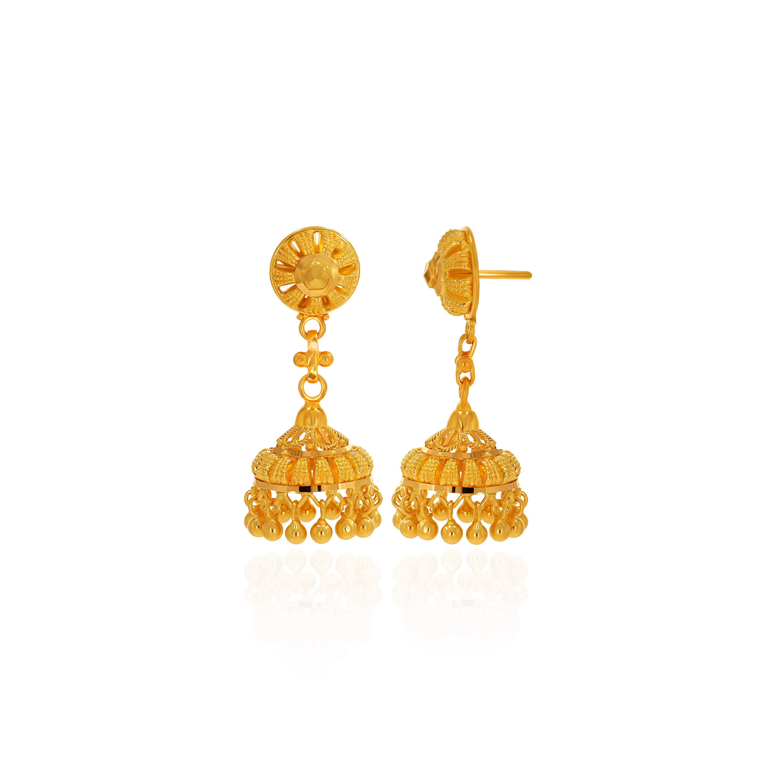 Radiant Mirage Gold Jhumka Earrings - Senco Gold and Diamonds