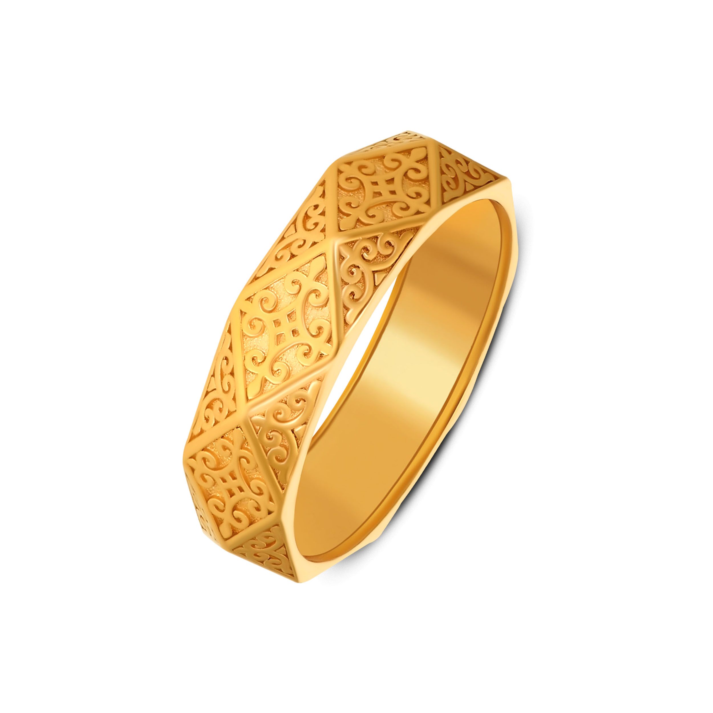 Filigree Facet Men’s Gold Band