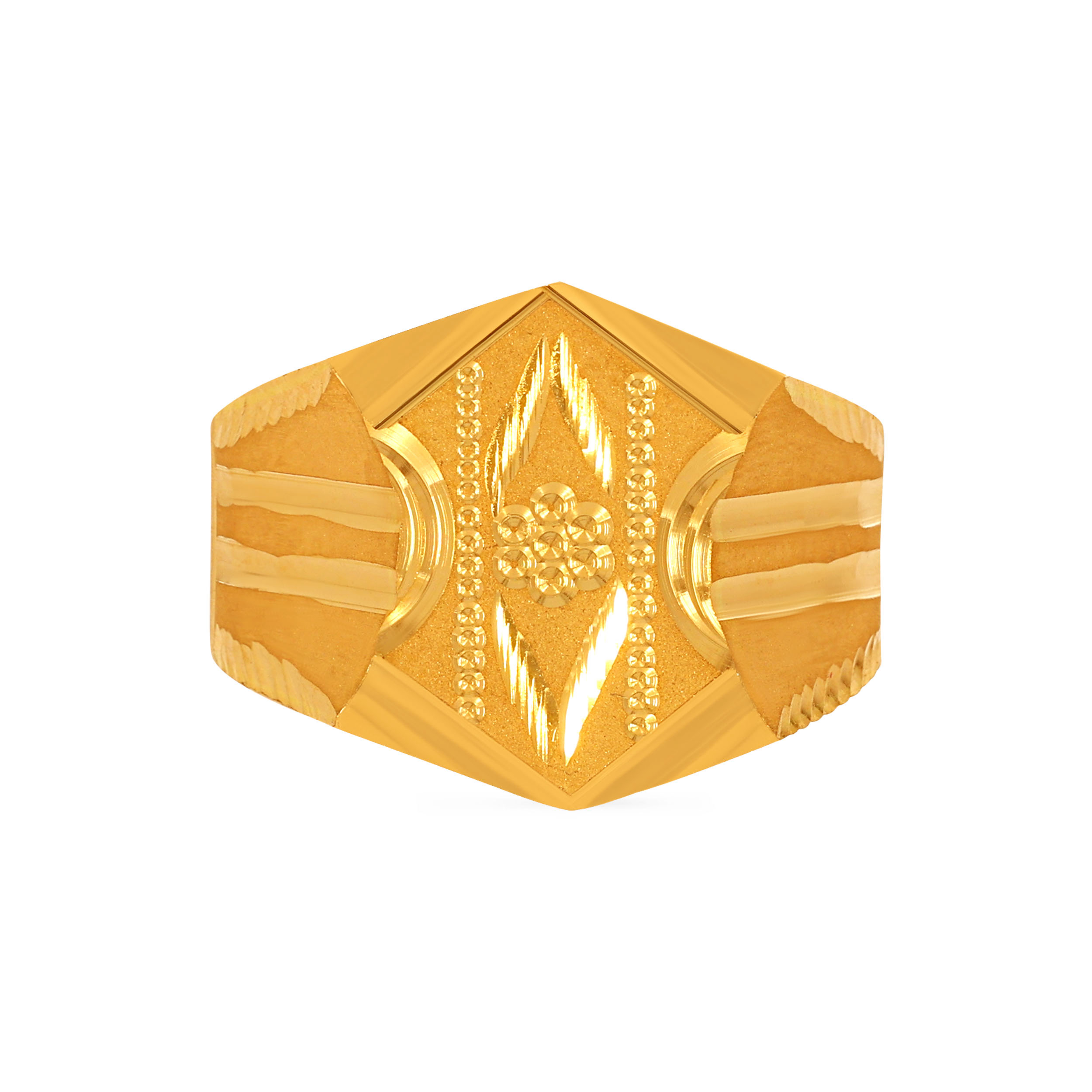 Hexagonal Floral Men's Gold Ring - Senco Gold and Diamonds
