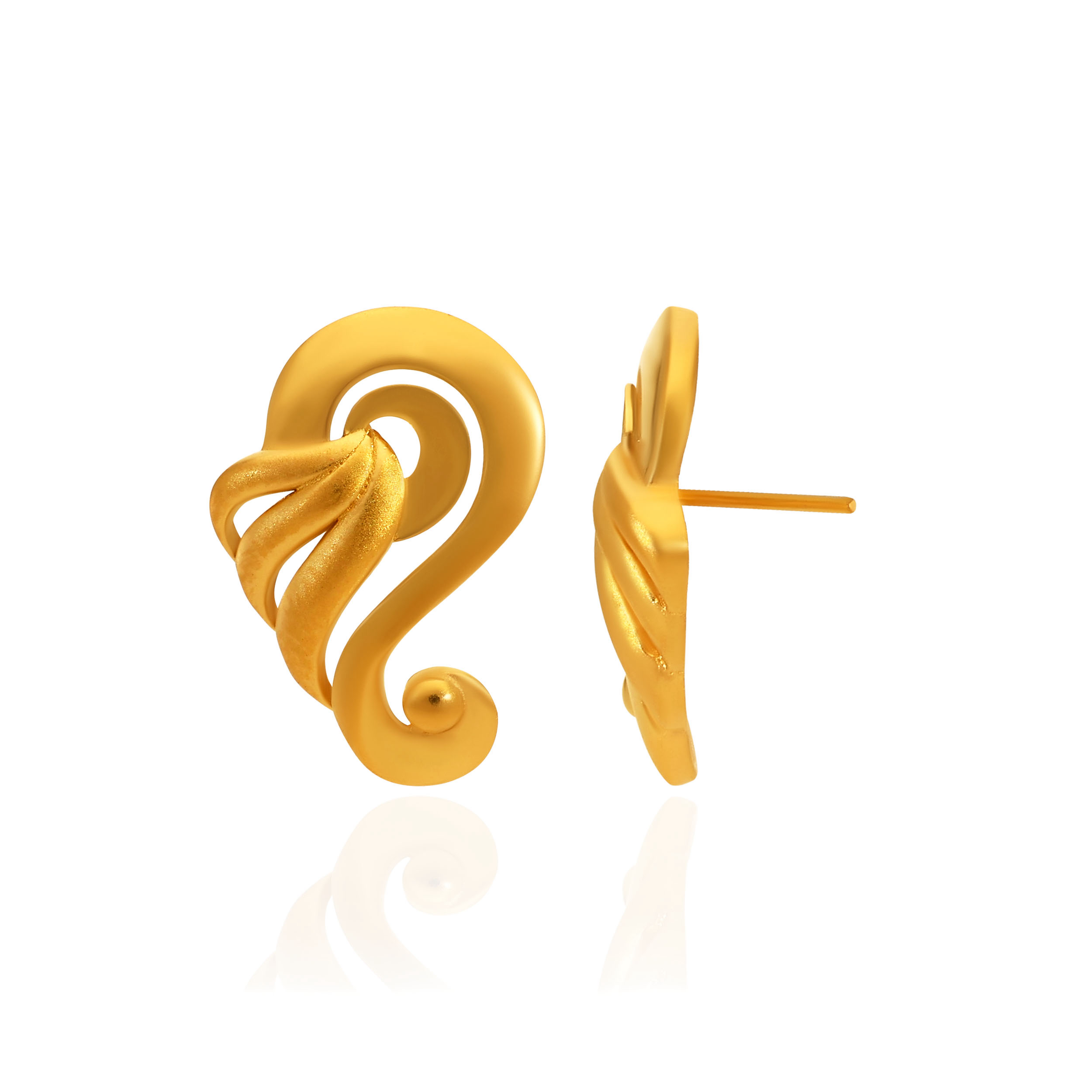 Ornate Swirl Gold Studs - Senco Gold and Diamonds