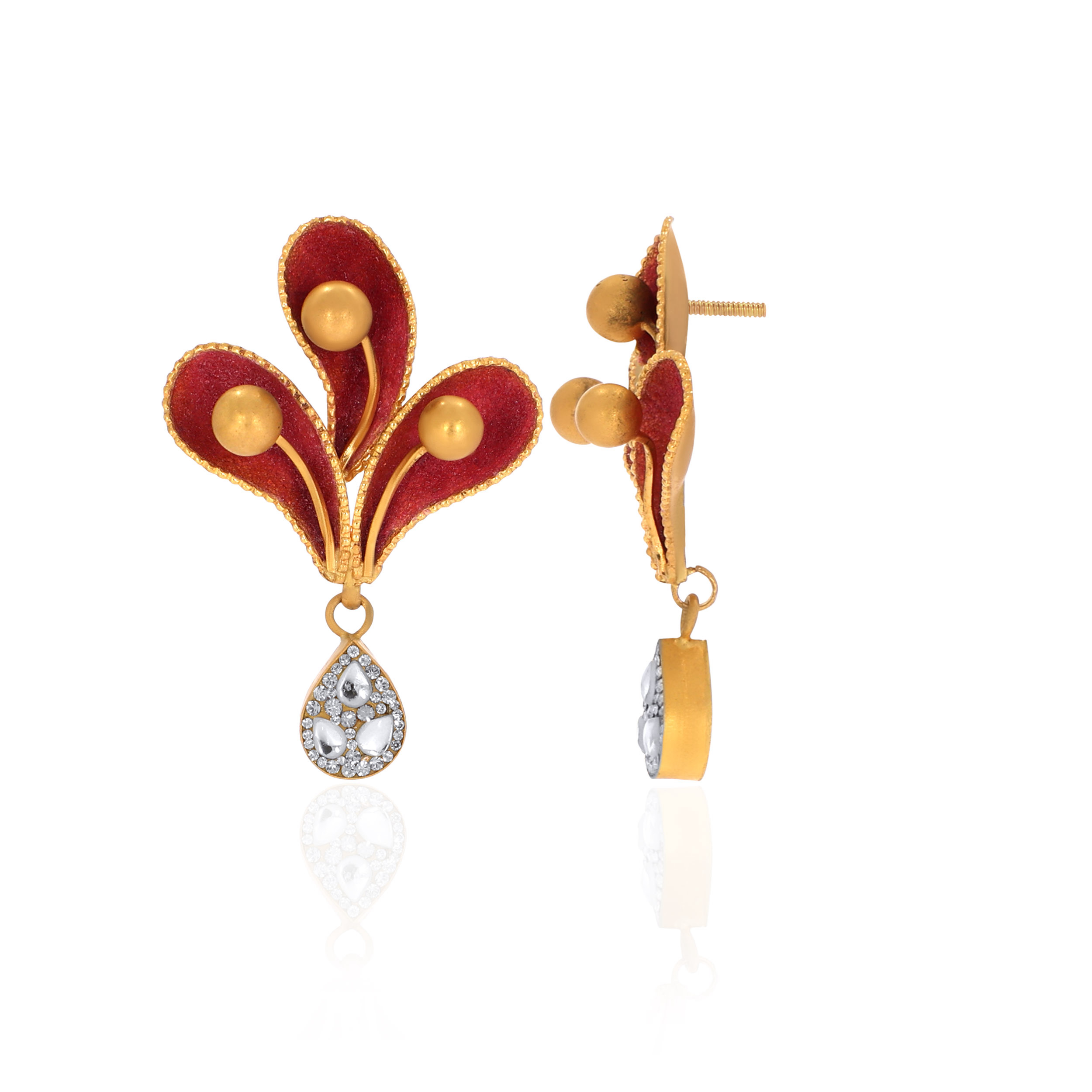22K Yellow Gold Kundan Studs Earrings-GPNGP-D000765137 - Senco Gold and Diamonds