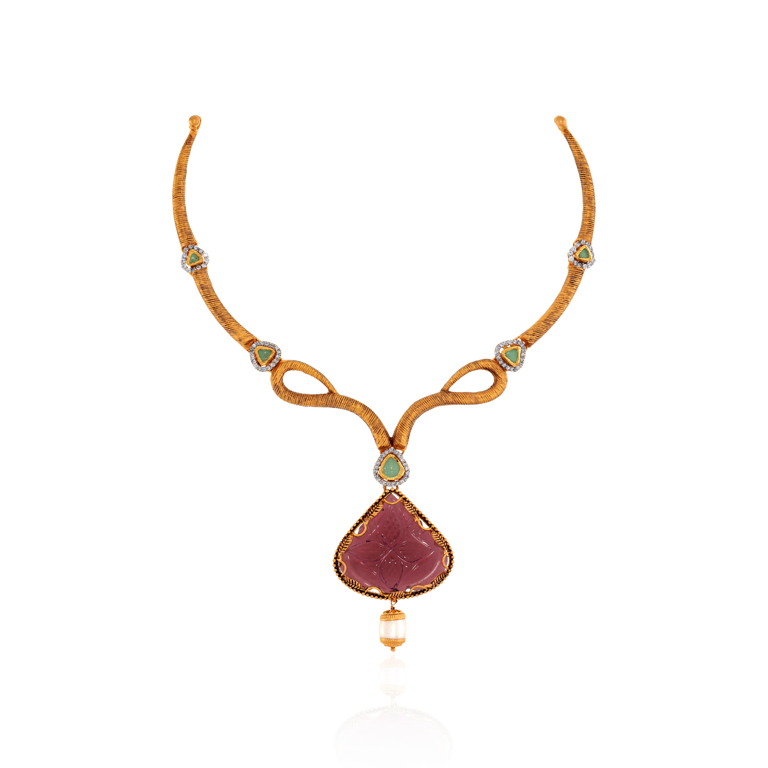 22K Yellow Gold Kundan Necklace-GN-D000788426 - Senco Gold and Diamonds
