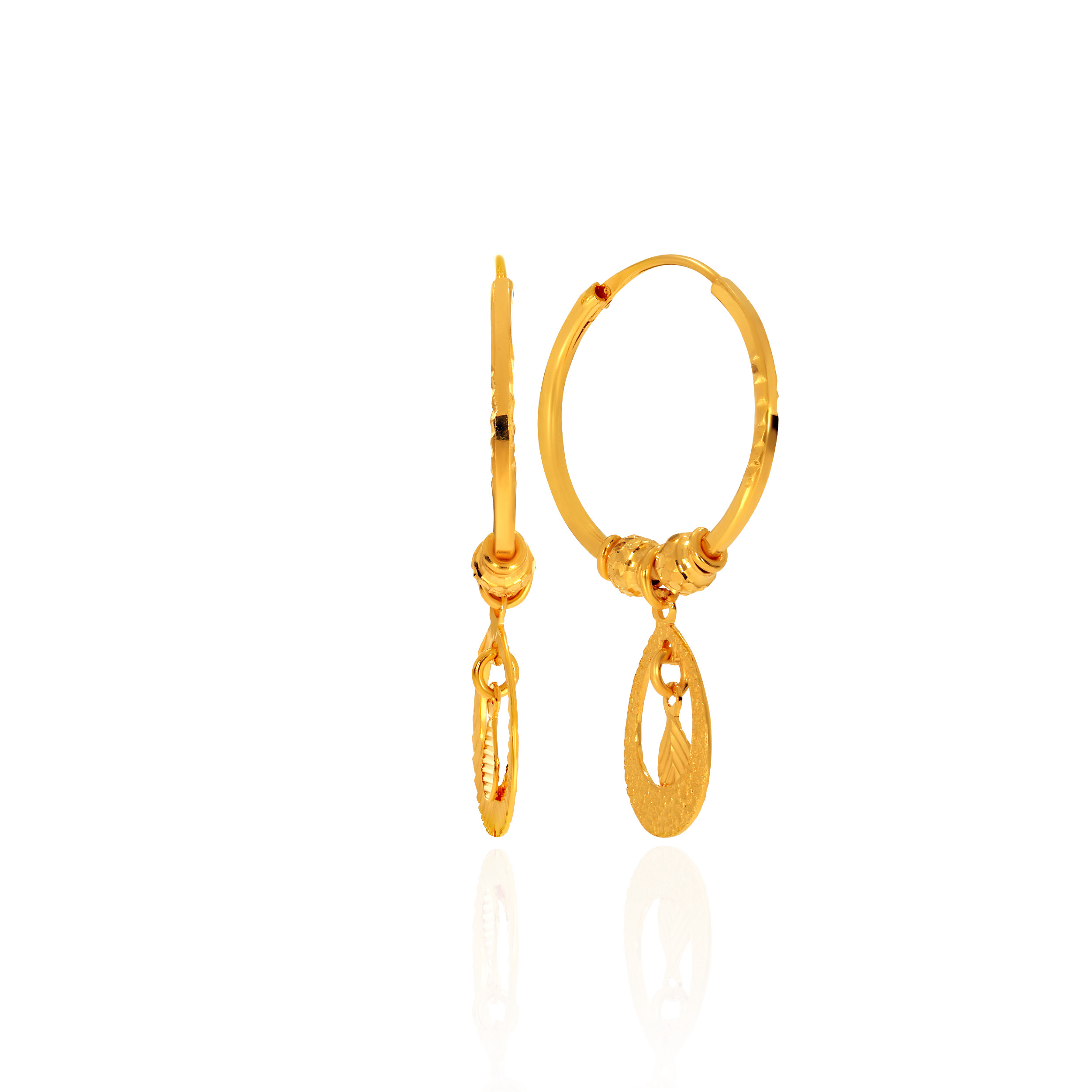 Twirl & Leaf Gold Hoop Earrings - Senco Gold and Diamonds