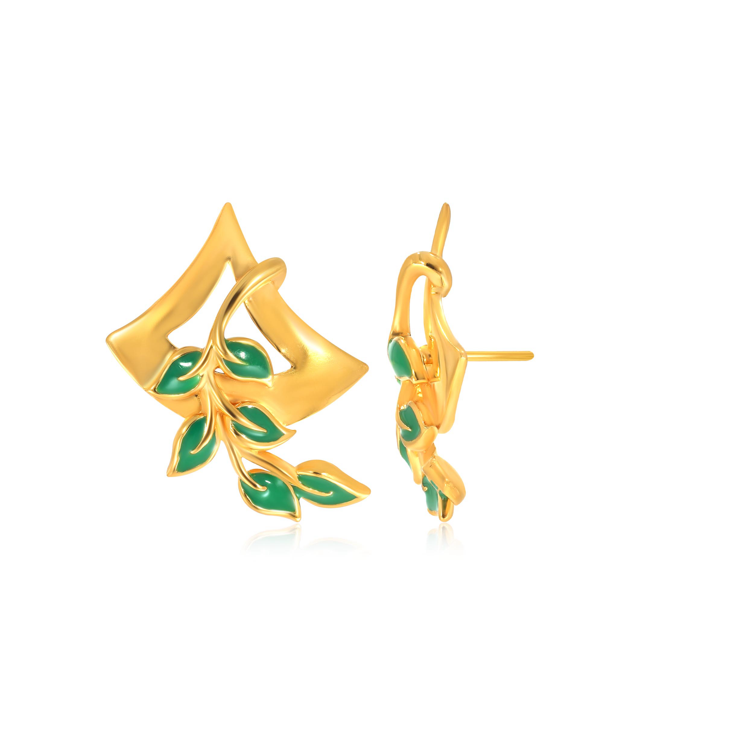 Fashionable Twig Gold Studs - Senco Gold and Diamonds