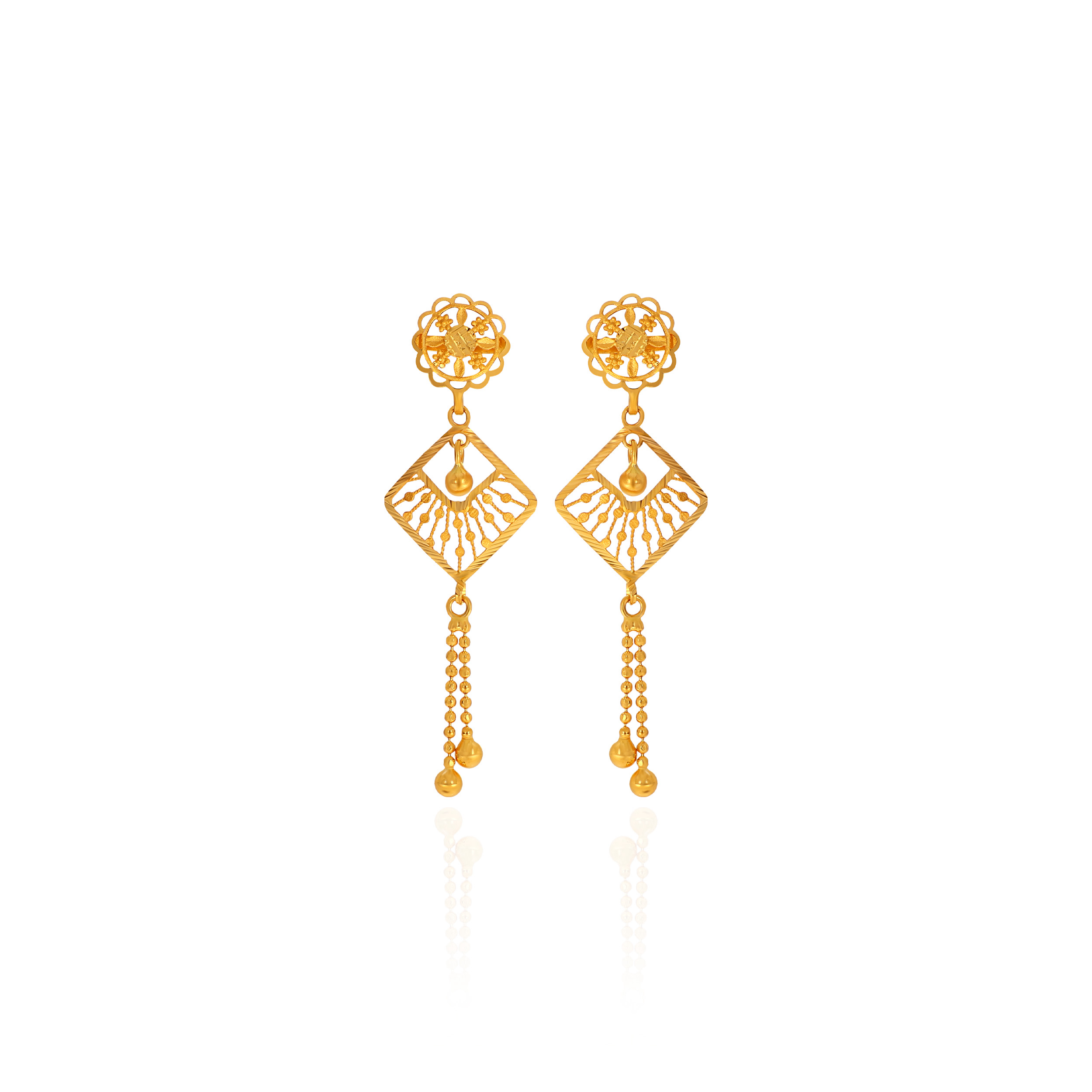 Radiant Allure Gold Long Earrings - Senco Gold and Diamonds