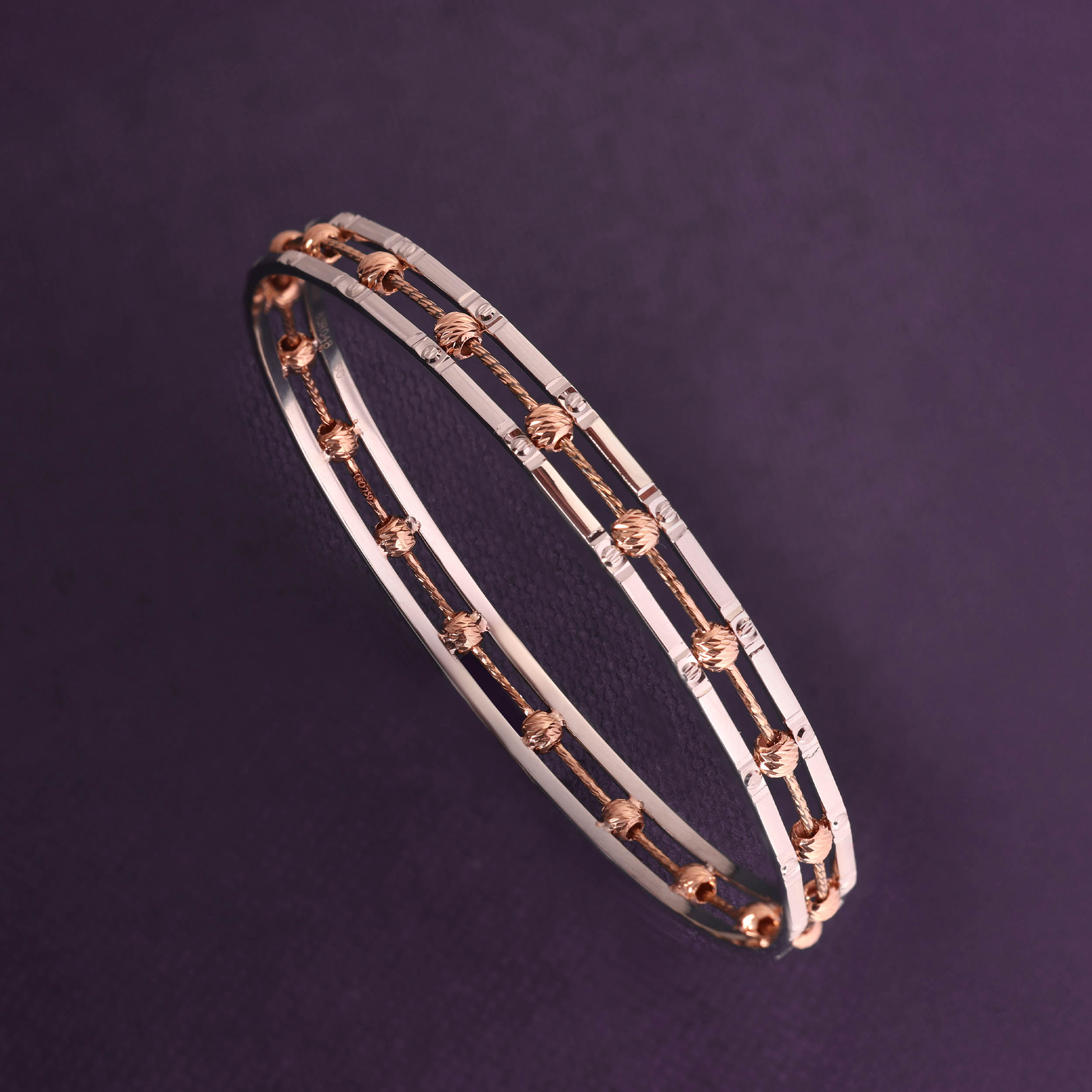 Dual Tone Modern Platinum Bangle - Senco Gold and Diamonds
