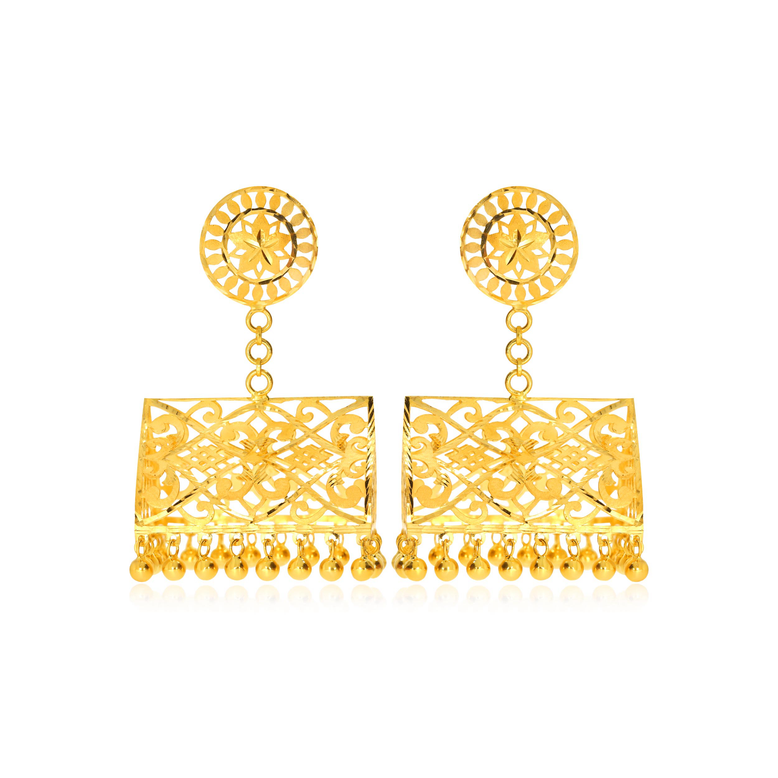 Artistic Splendour Gold Danglers - Senco Gold and Diamonds