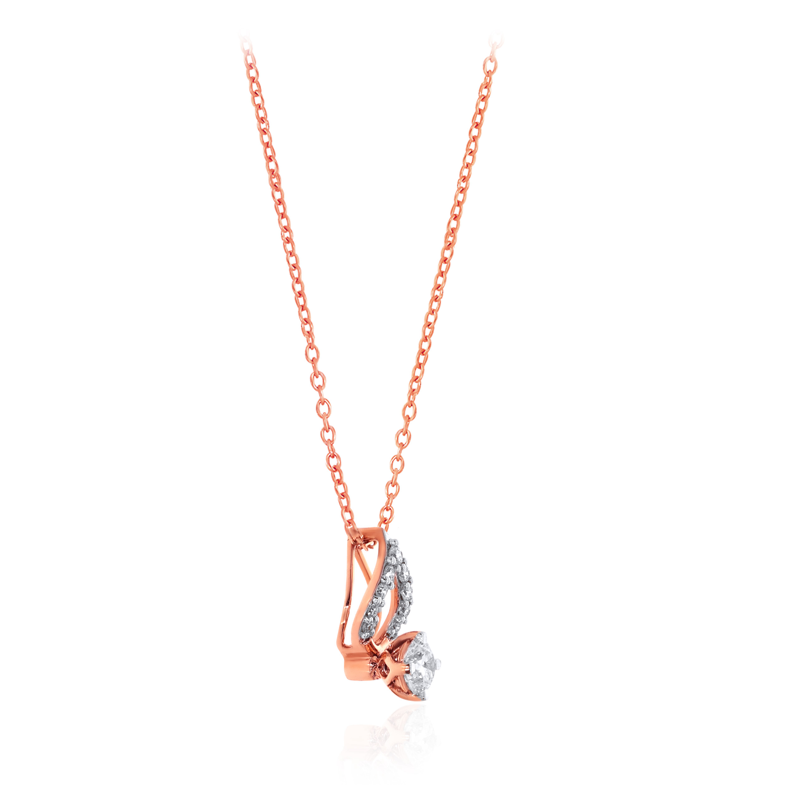 14K Rose Gold Diamond Chain Pendant-DCP-D000755139 - Senco Gold and Diamonds