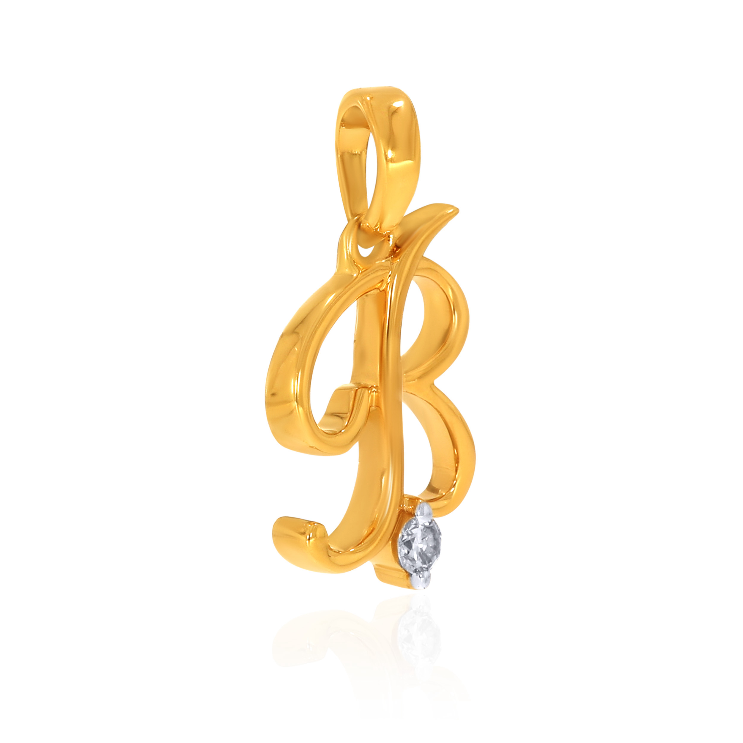 18K Yellow Gold B Alphabet Diamond Pendant-DPN-D000748611 - Senco Gold and Diamonds
