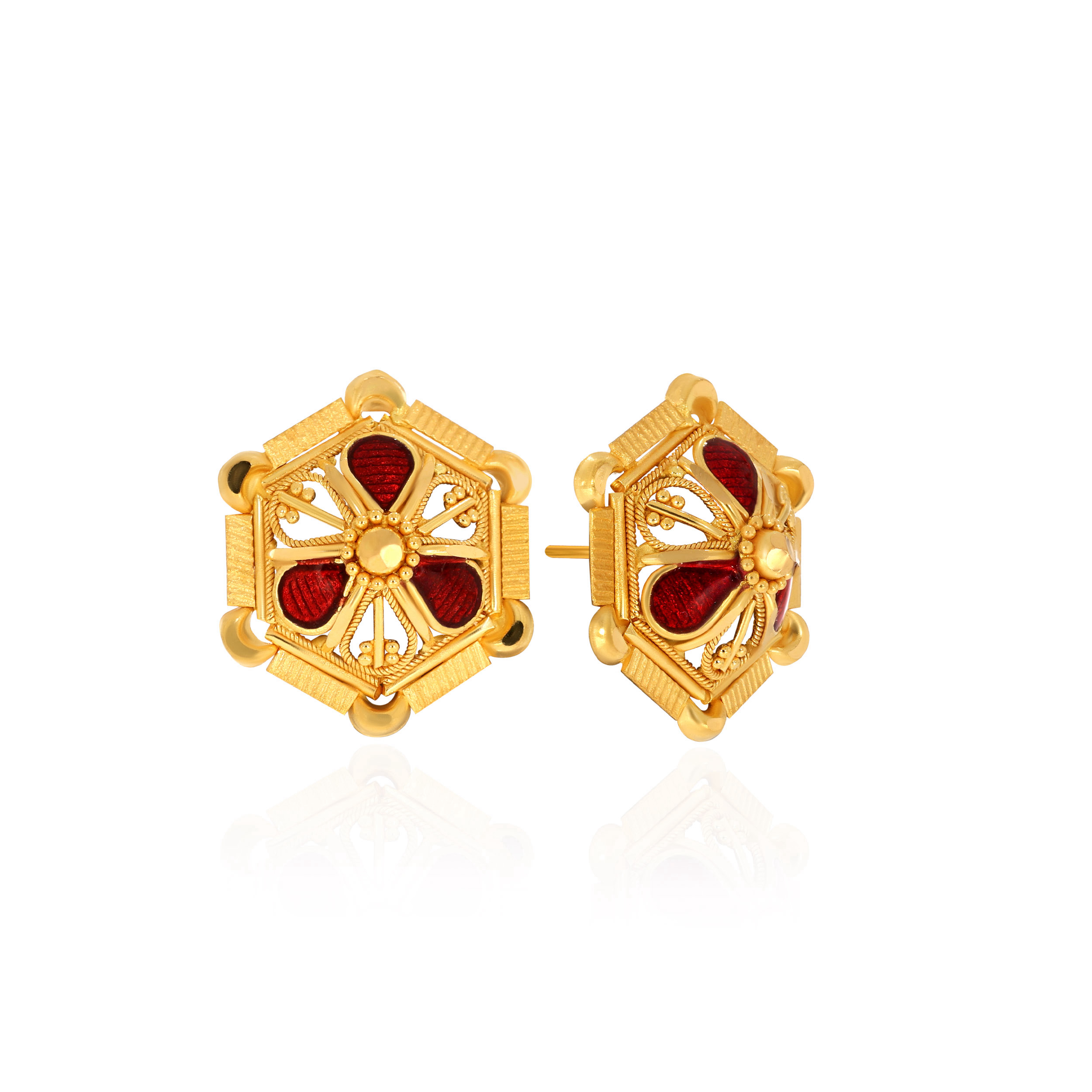 Traditional Bloom Gold Studs - Senco Gold and Diamonds