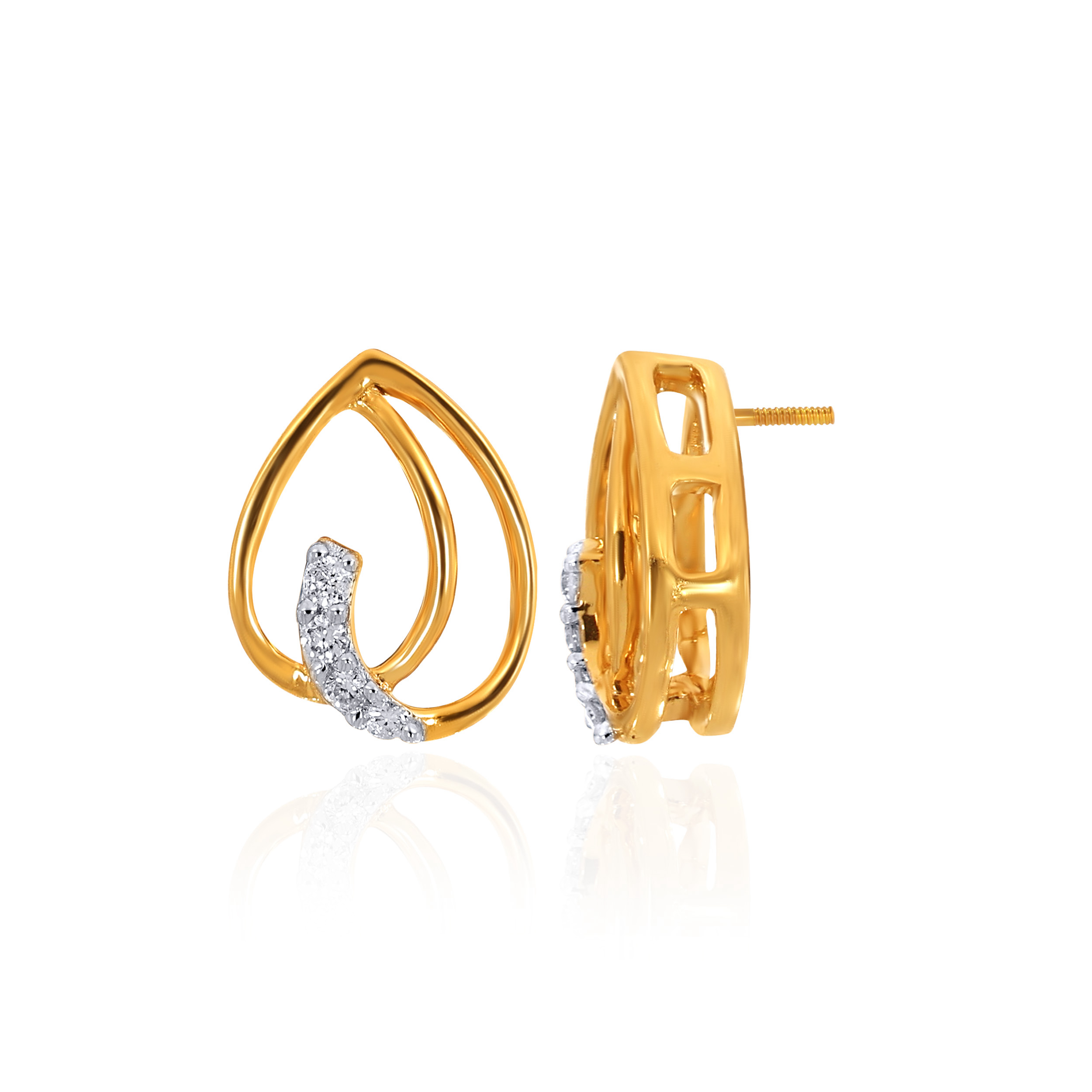 Teardrop Curve Diamond Studs - Senco Gold and Diamonds