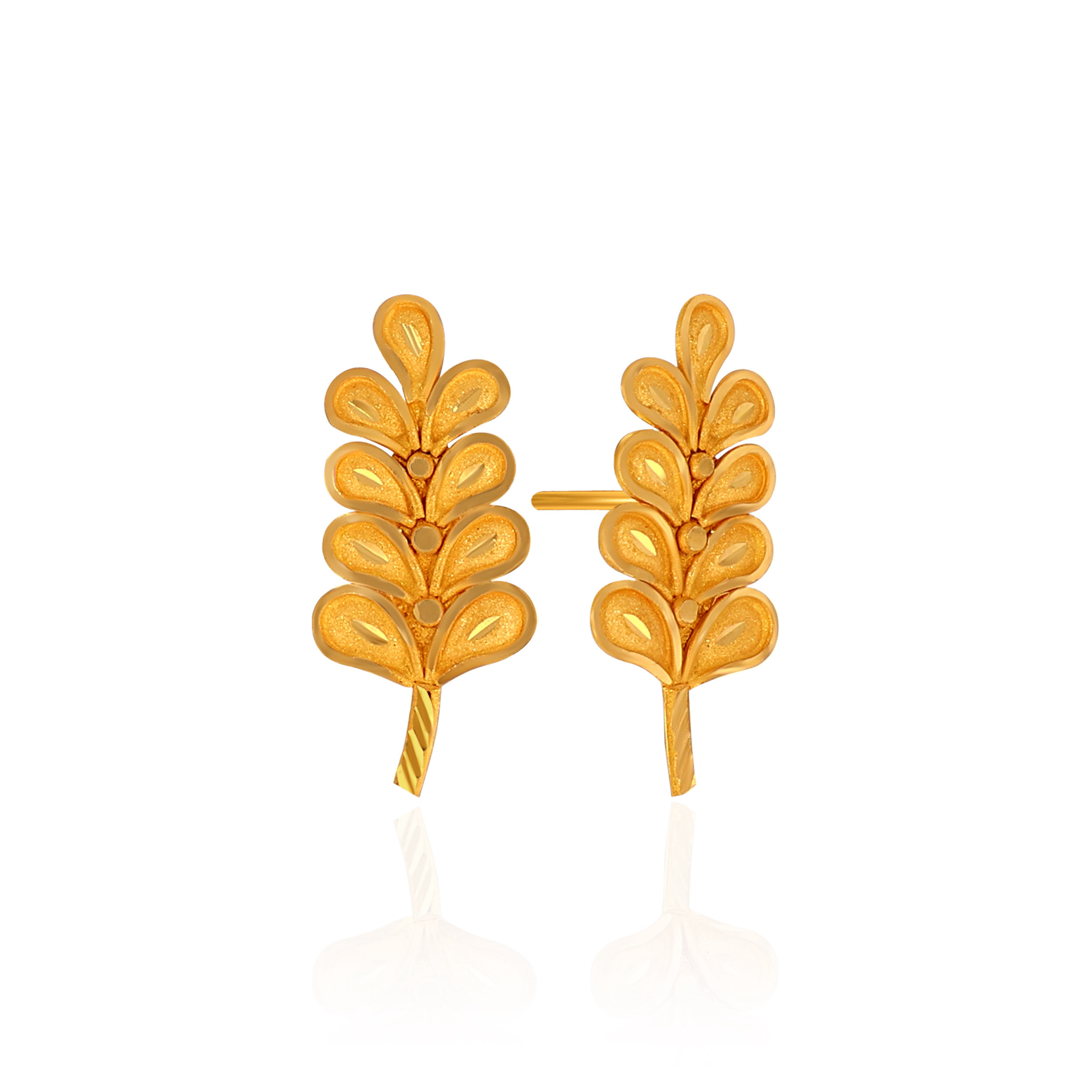 Sculpted Leaf Arc Gold Studs - Senco Gold and Diamonds