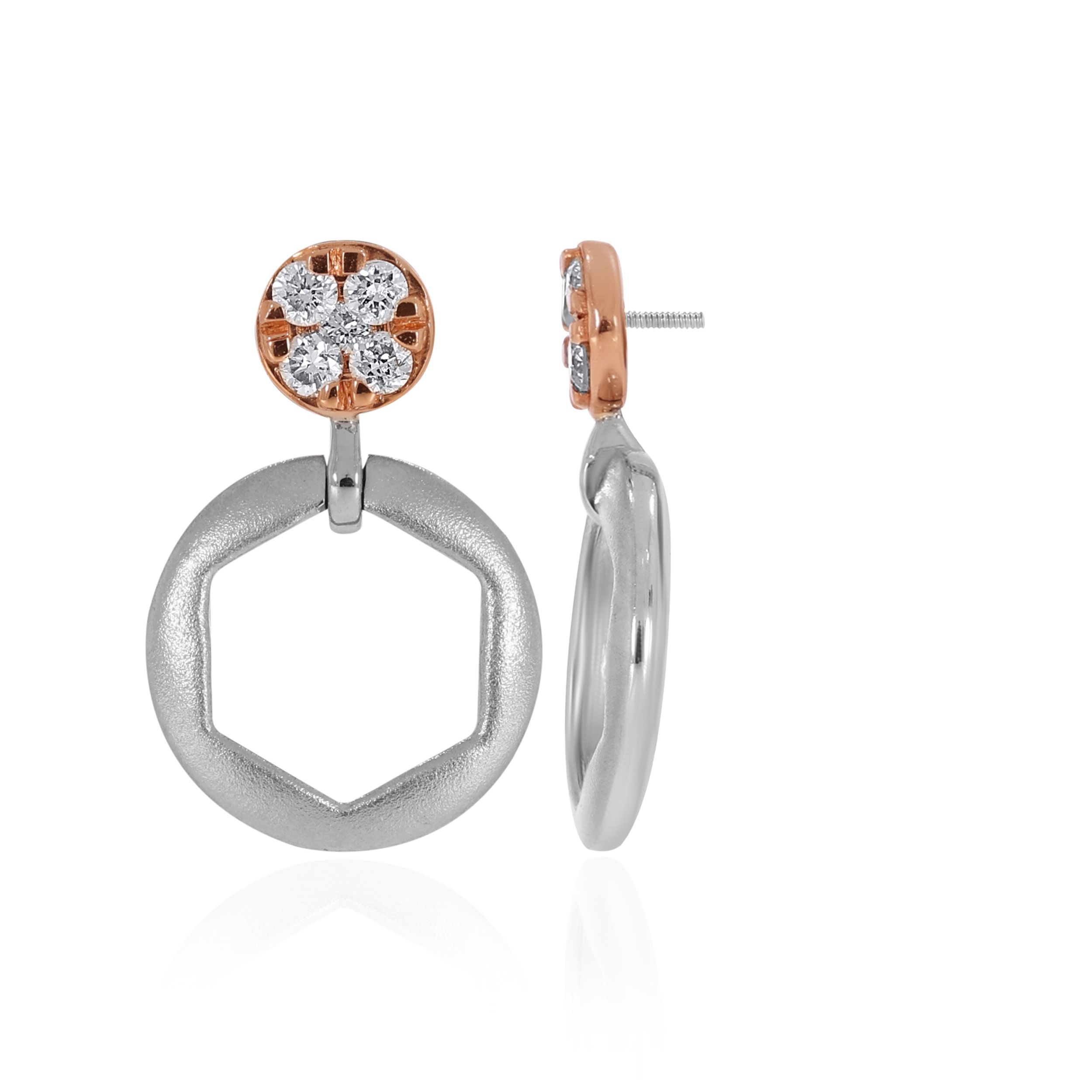 Geometric Circles Platinum Earrings - Senco Gold and Diamonds